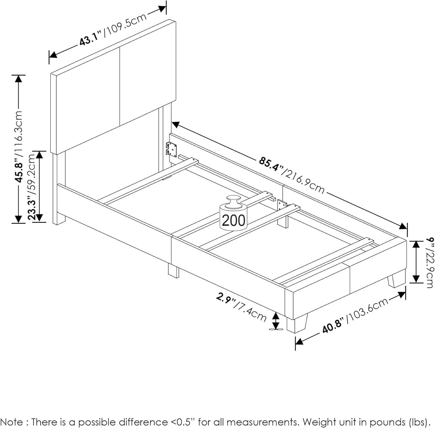 Pessac Upholstered Bed Frame, White PU Leather, XL
