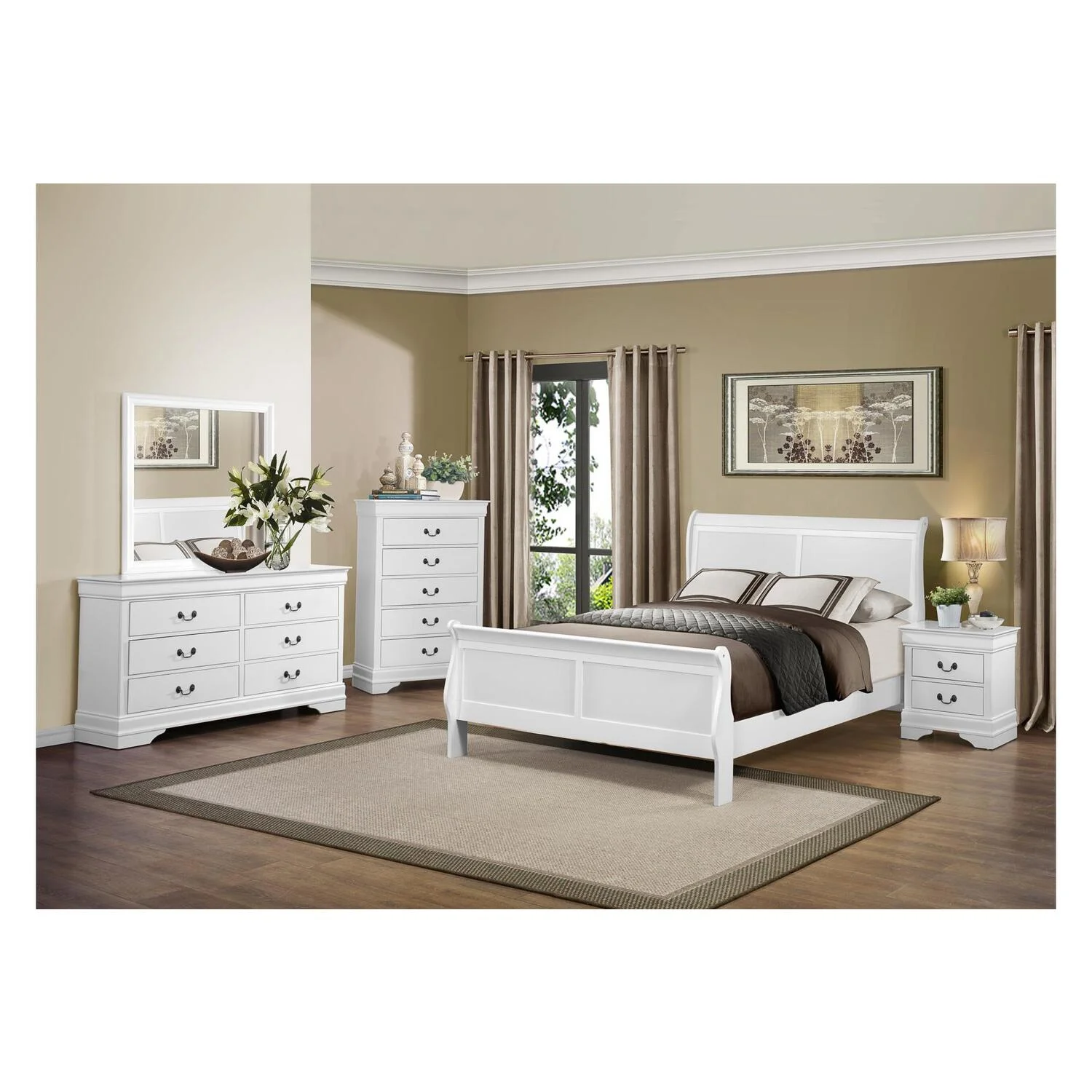 Benzara Solid Wooden Six Drawer Dresser, White