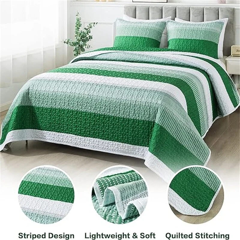Bedspread Coverlet Set Green - 3 Piece - California King
