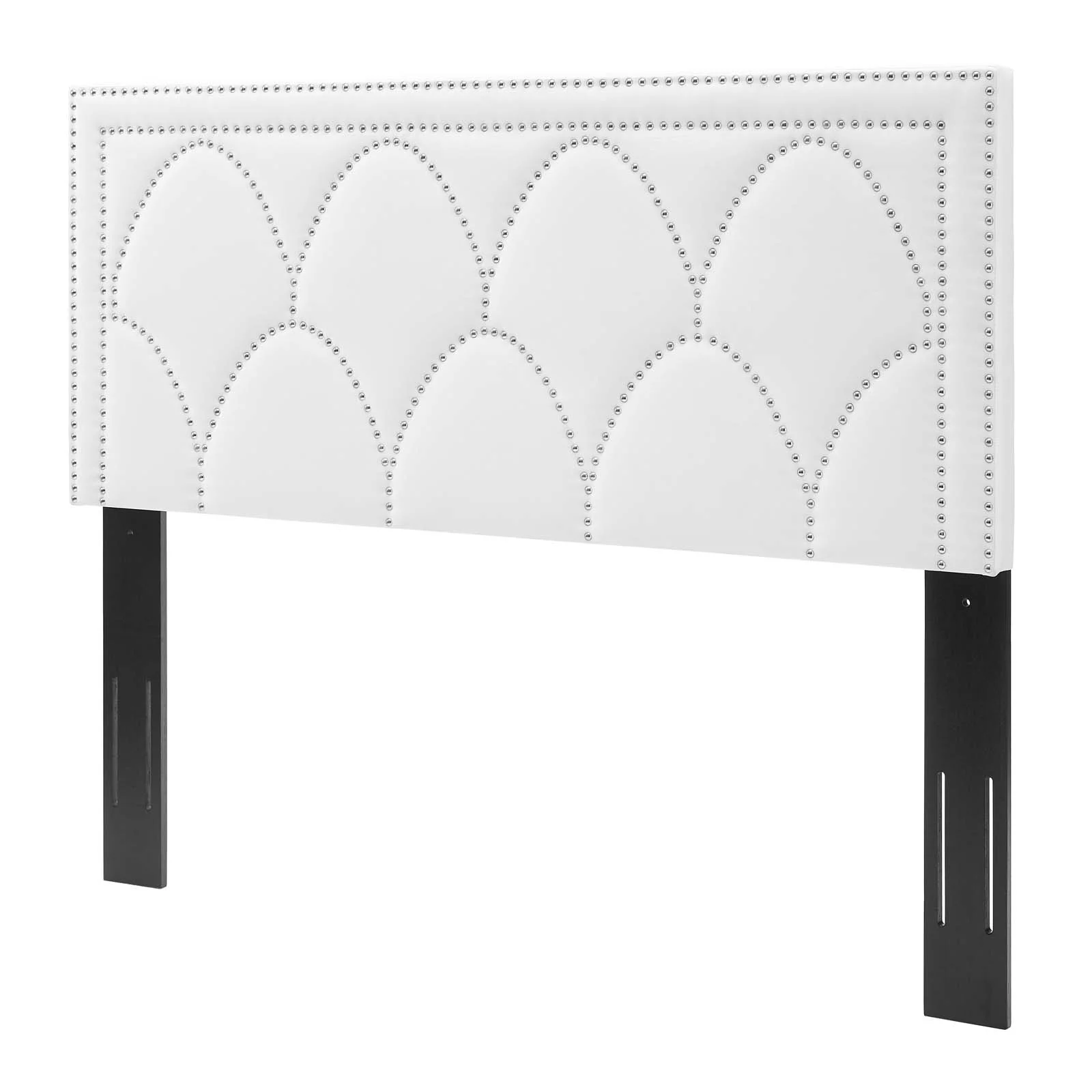 Headboard, Nailhead, King California Size, White, Velvet, Modern Contemporary, Bedroom Master Guest Suite Room