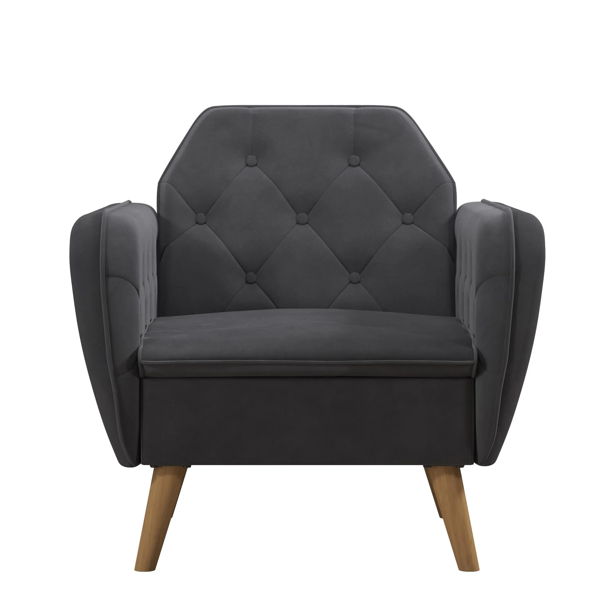 Novogratz Teresa Memory Foam Accent Chair, Gray Velvet