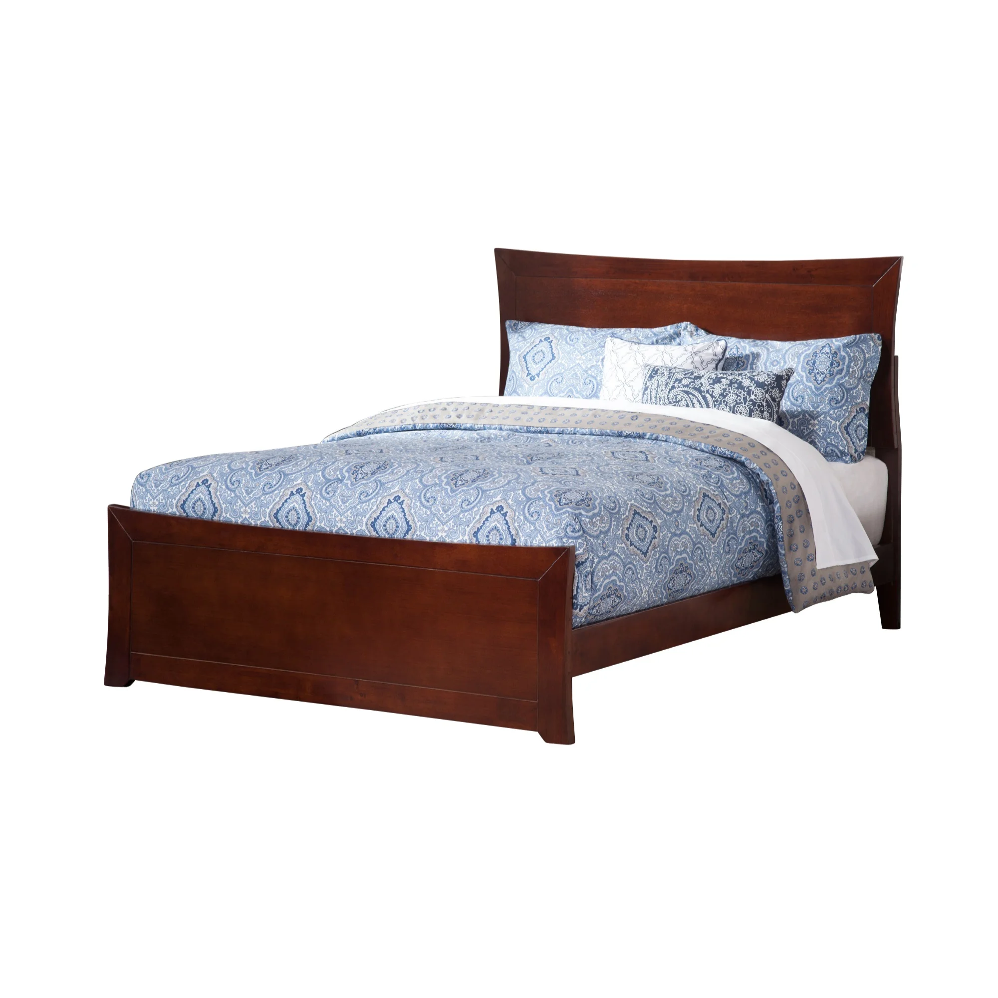 Metro Queen Low Profile Platform Bed with Matching Footboard in Walnut