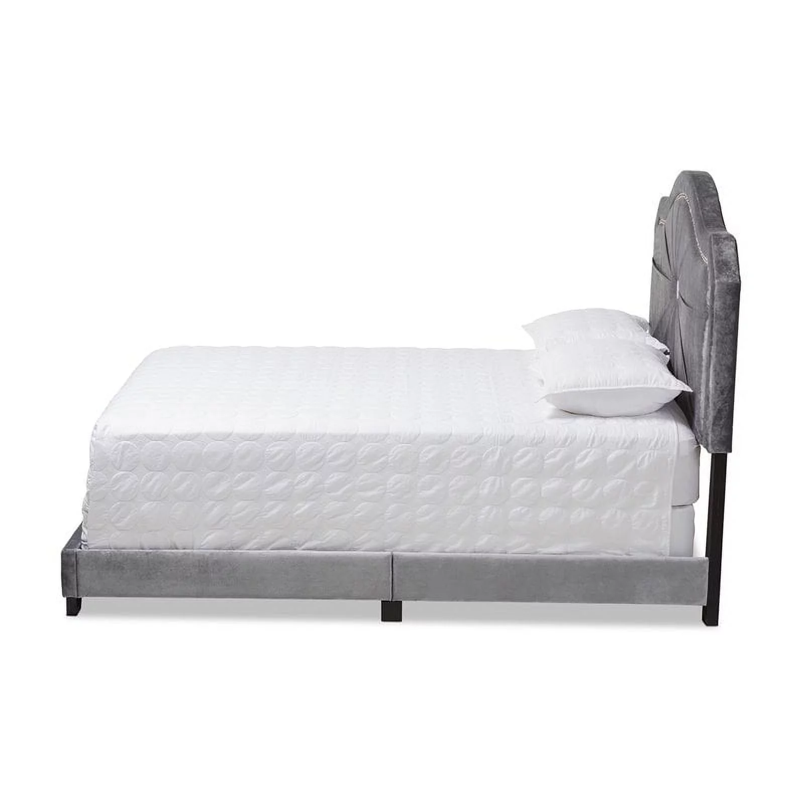 Bowery Hill Modern Upholstered Velvet Full Size Bed with Wood Frame in Gray