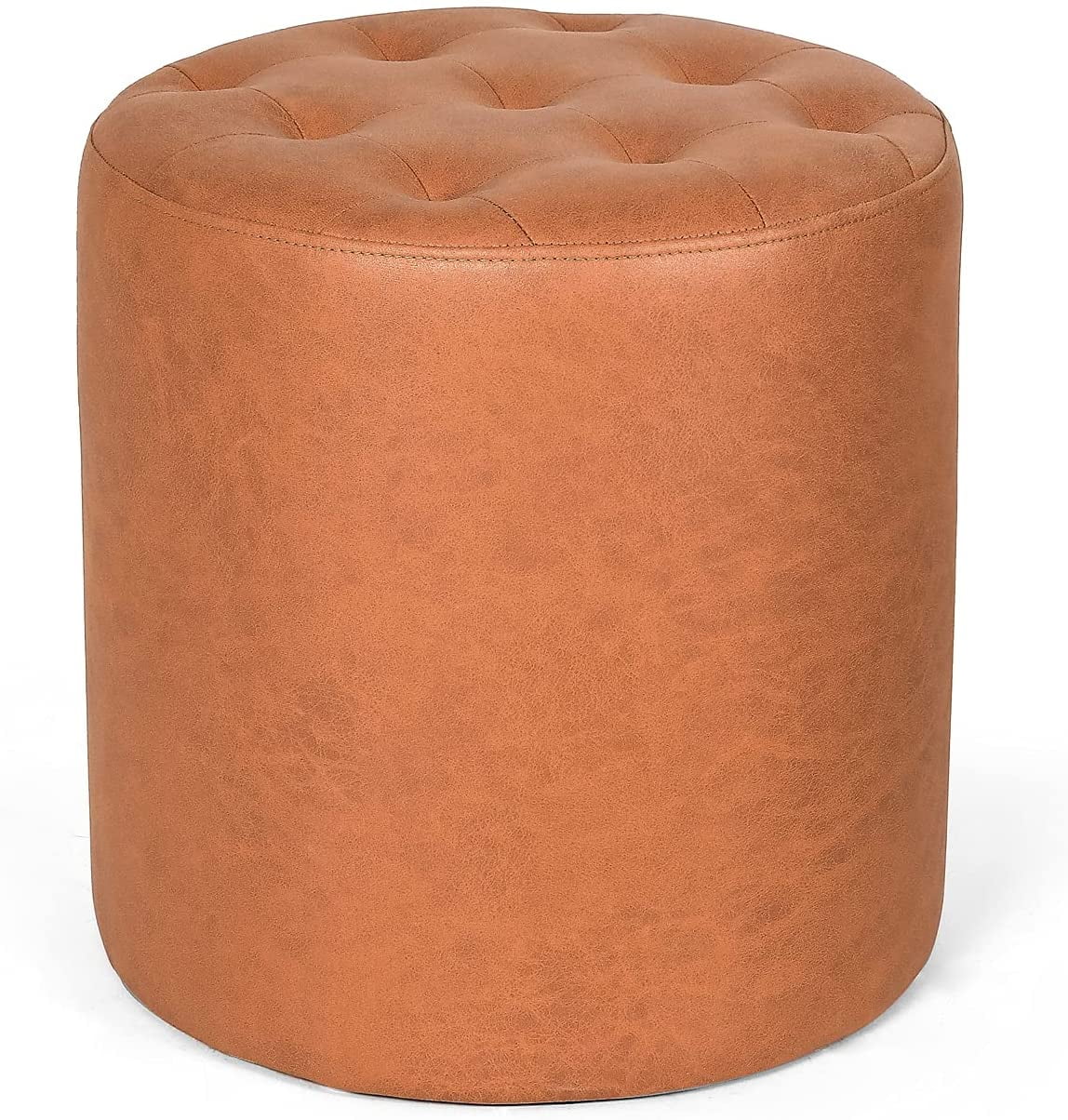Joveco Padded Leather Ottoman,Vanity Chair Stool Modern Foot Stool Ottoman for Bedroom, Living Room (Orange)