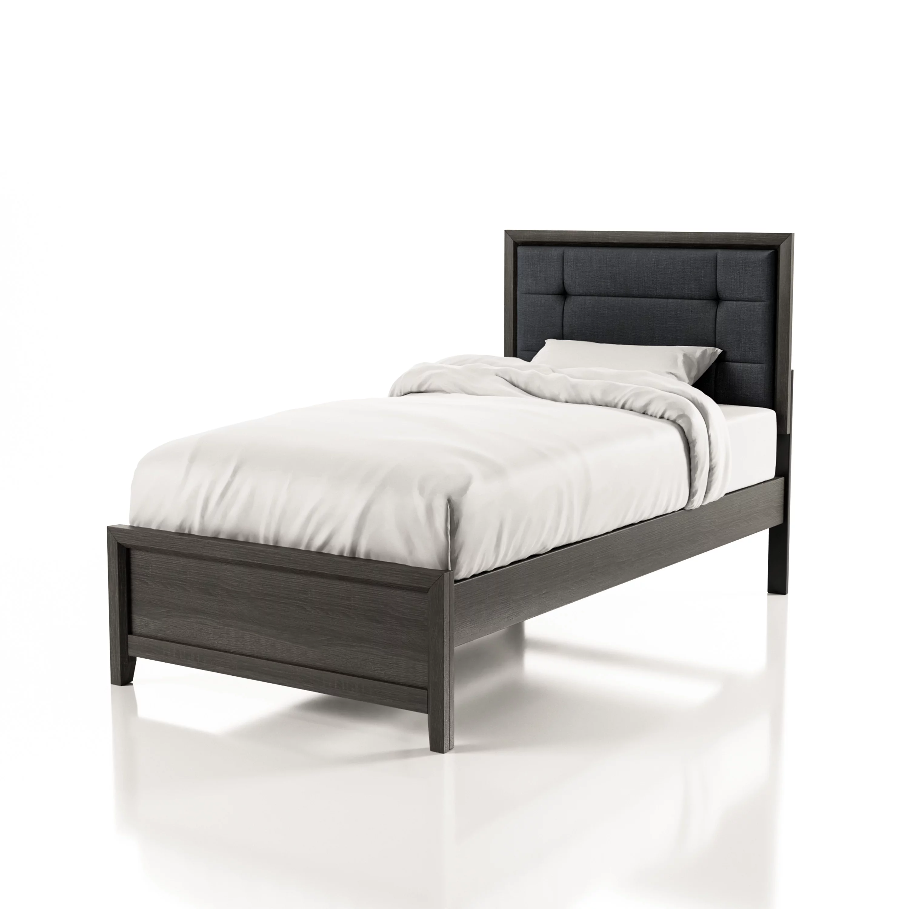 Furniture of America Aury Rustic Grey Solid Wood Tufted Panel Bed by Twin