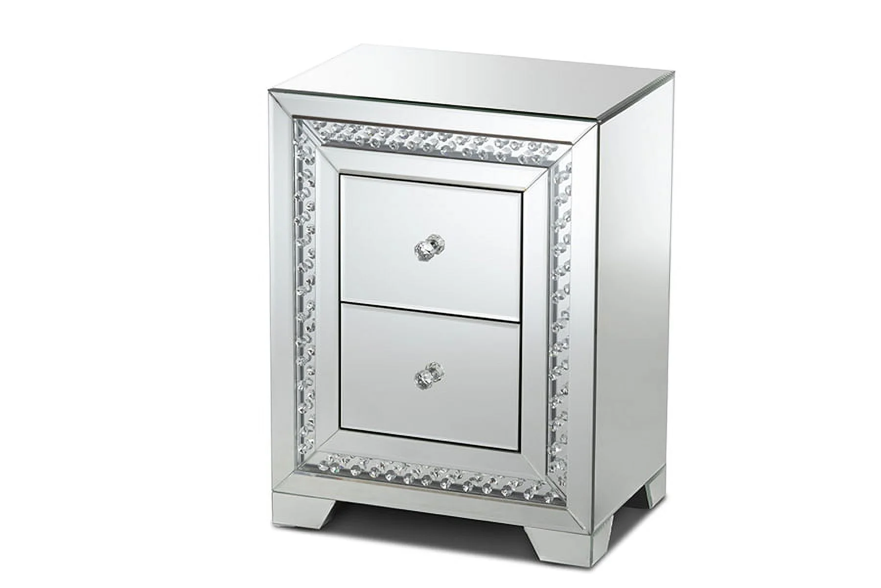 Baxton Studio Mina Modern and Contemporary Hollywood Regency Glamour Style Mirrored 2-Drawer End Table End Table