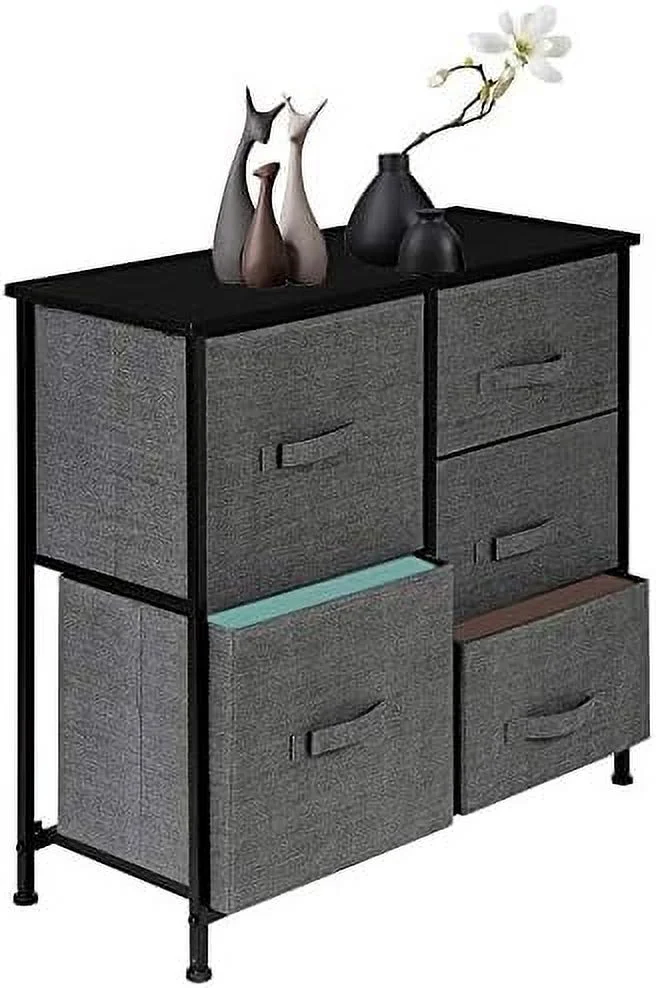 NLIBOOMLife Houseware Tall Dresser Tower Non-Woven Fabric Drawer Unit for Nurseries and Dorm Room 5 Drawers