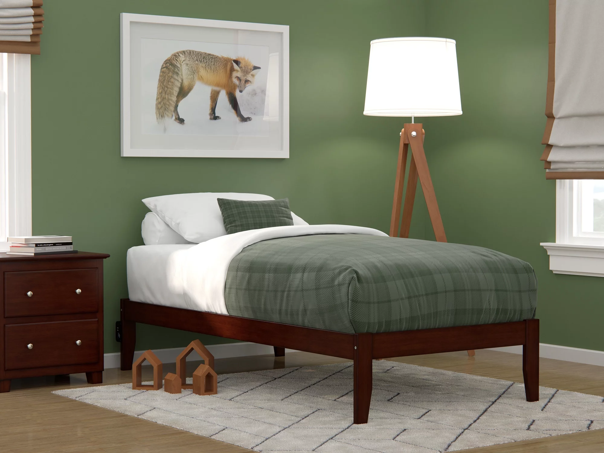 Colorado Twin Bed in Walnut with USB Turbo Charger