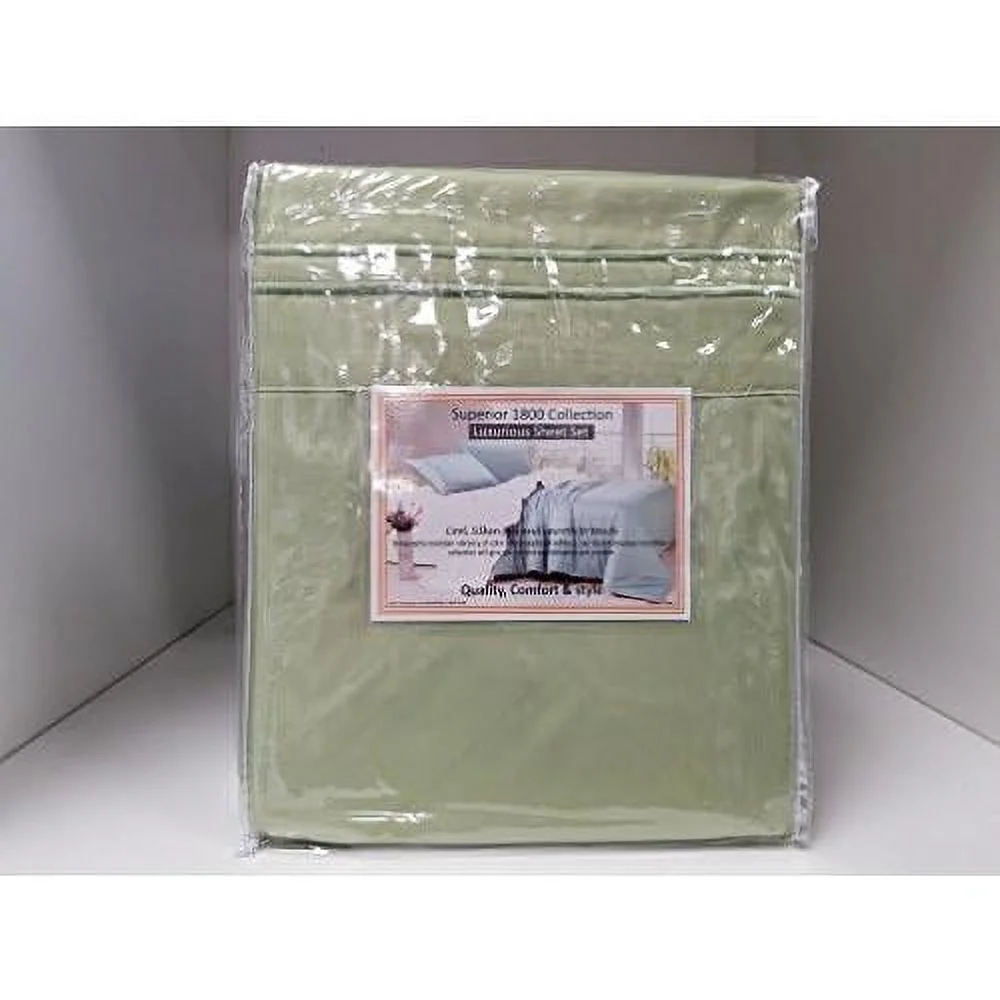 Microfiber Wood Frame Waterbed Sheet Set With Stay Tuck Poles Solid Color With Embroidery (Sage, Queen Waterbed)