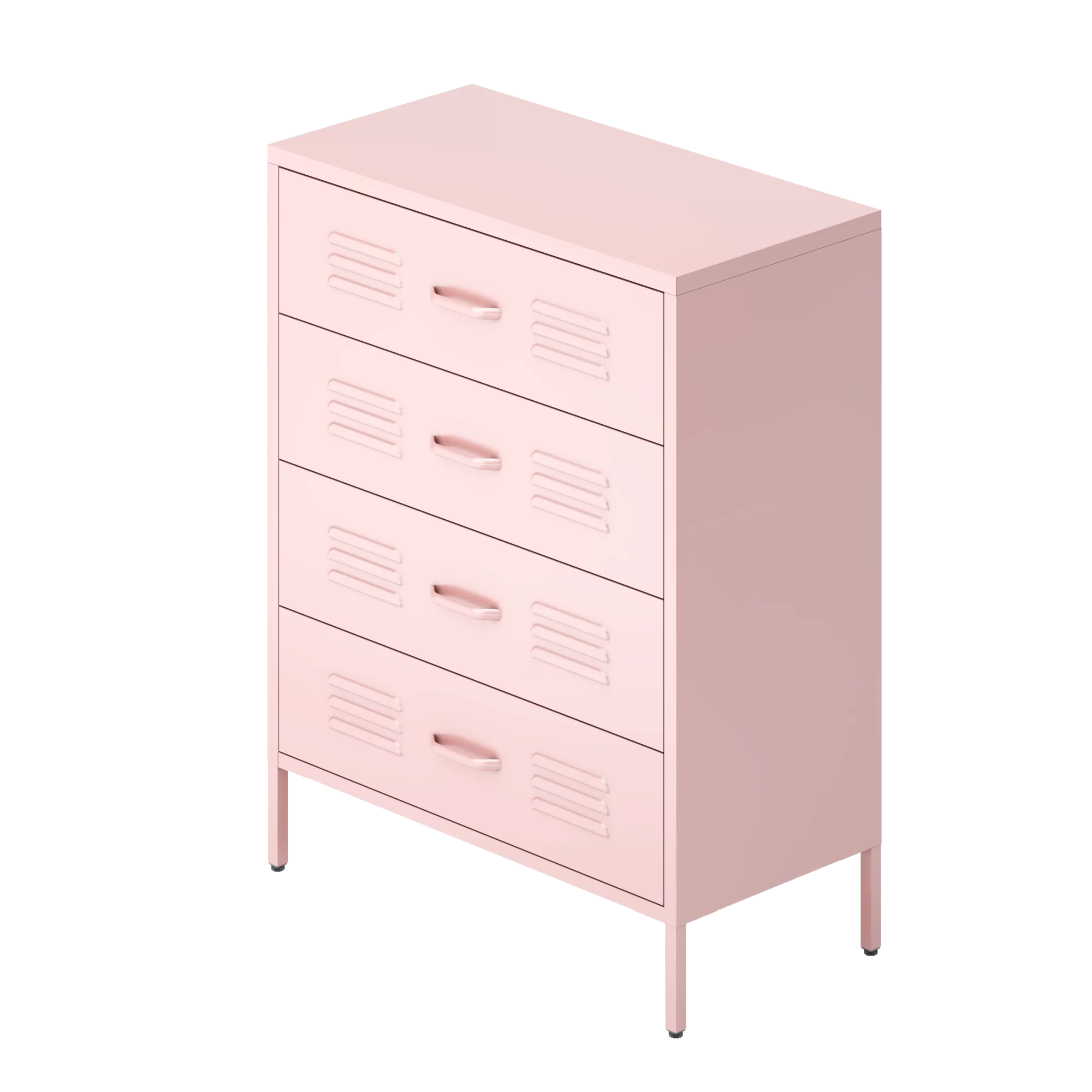 Pink Dresser for Bedroom Garage, Heavy Duty Metal 4 Tall Dressers with Handle, Chest of Drawers for Girls Kids Room, Storage Cabinet for Bathroom, Closet, Entryway, Hallway, Black