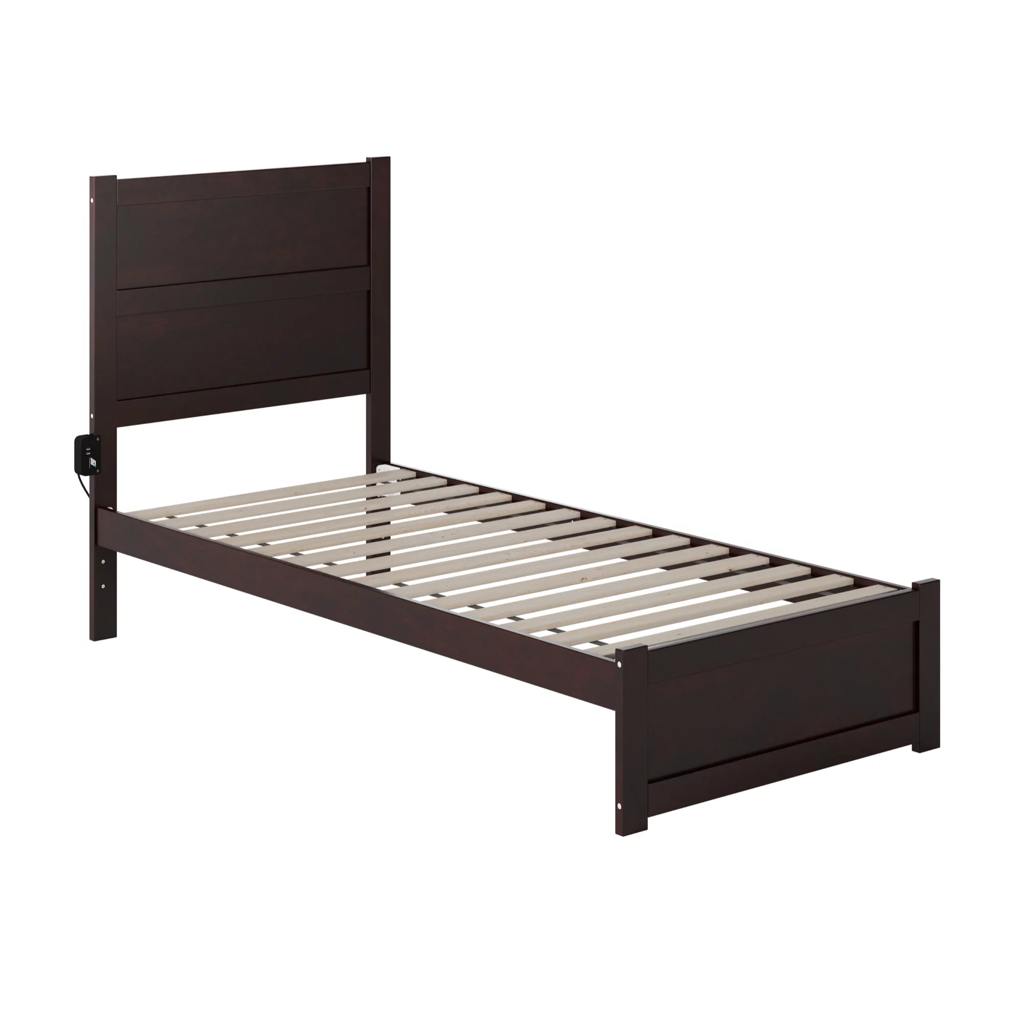 AFI NoHo Twin XL Solid Wood Bed with Footboard and USB Charger in Espresso