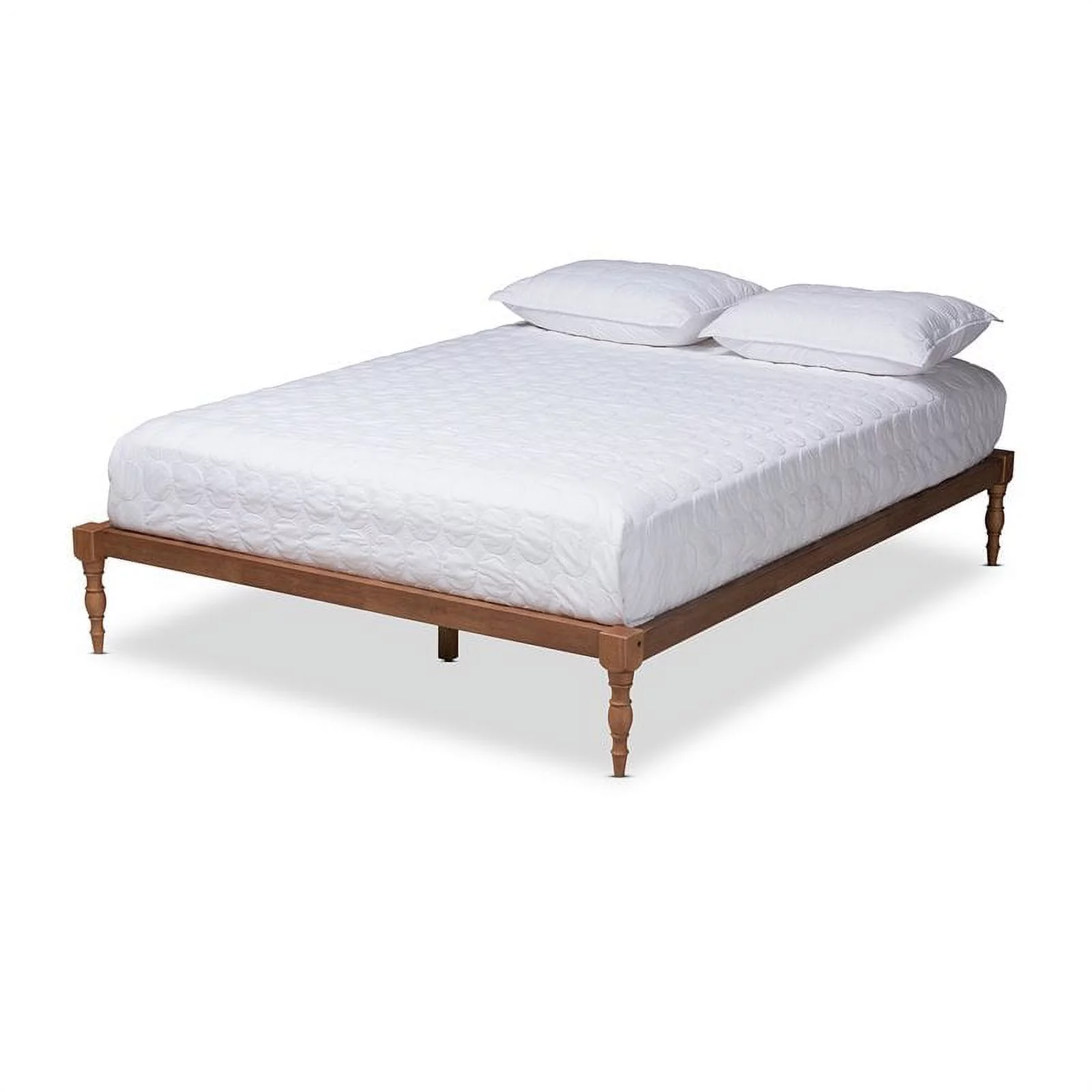 Bowery Hill Modern Solid Rubberwood Queen Platform Bed in Walnut Brown