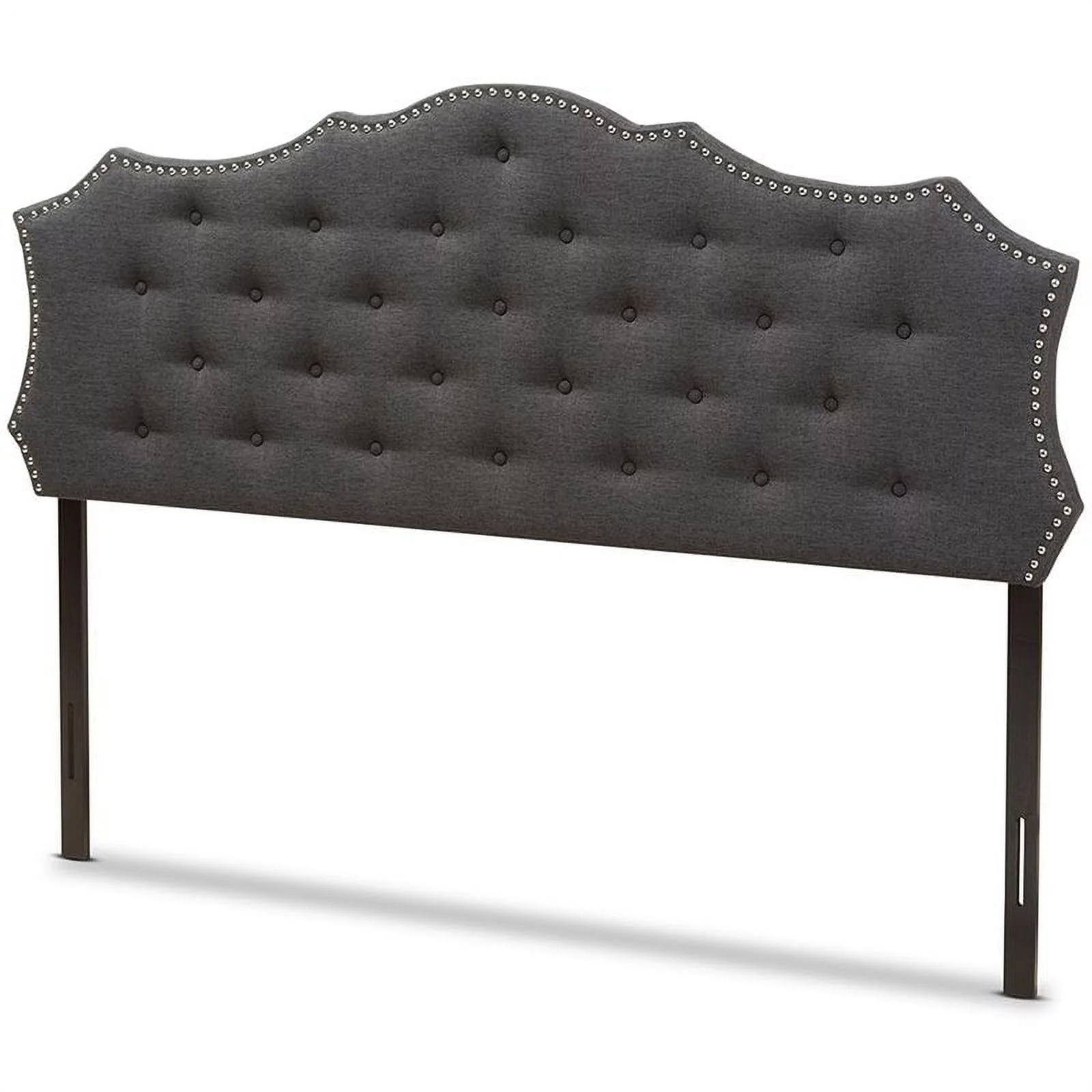 Bowery Hill Modern Tufted Queen Panel Headboard in Dark Gray