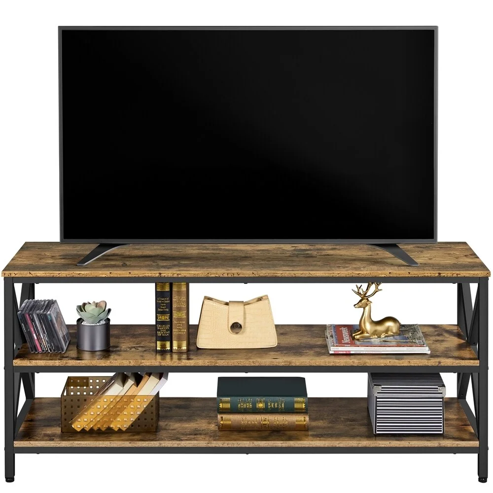 Yaheetech 55'' TV Stand with Storage Shelves for Living Room Rustic Brown