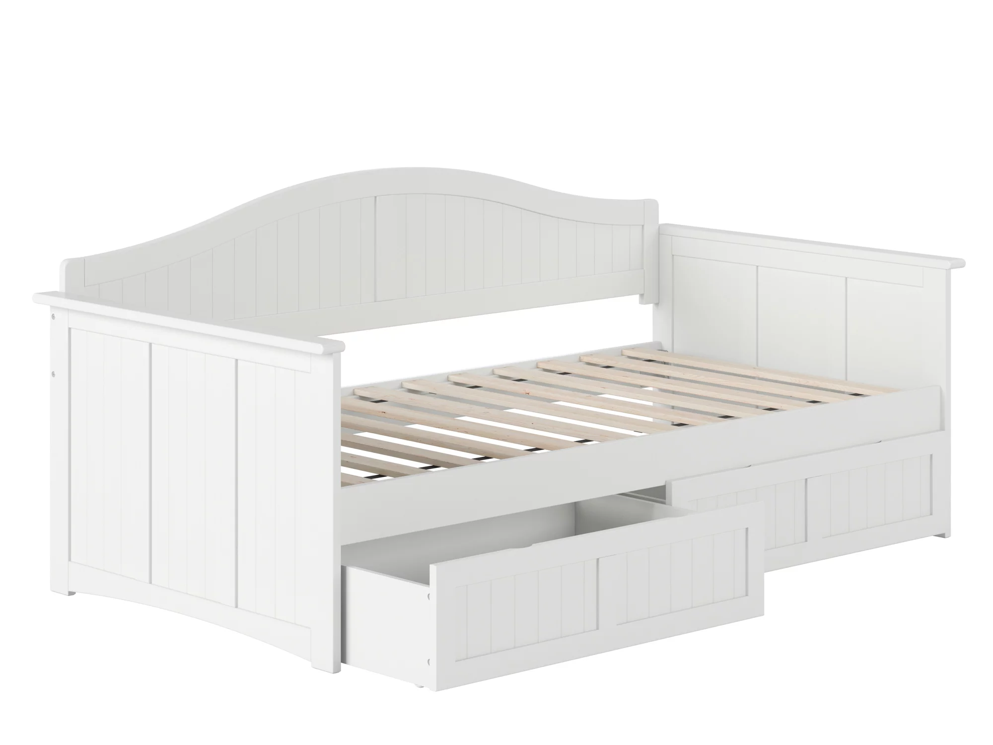 AFI Nantucket Wood Twin Size Daybed Frame with 2 Storage Drawers White