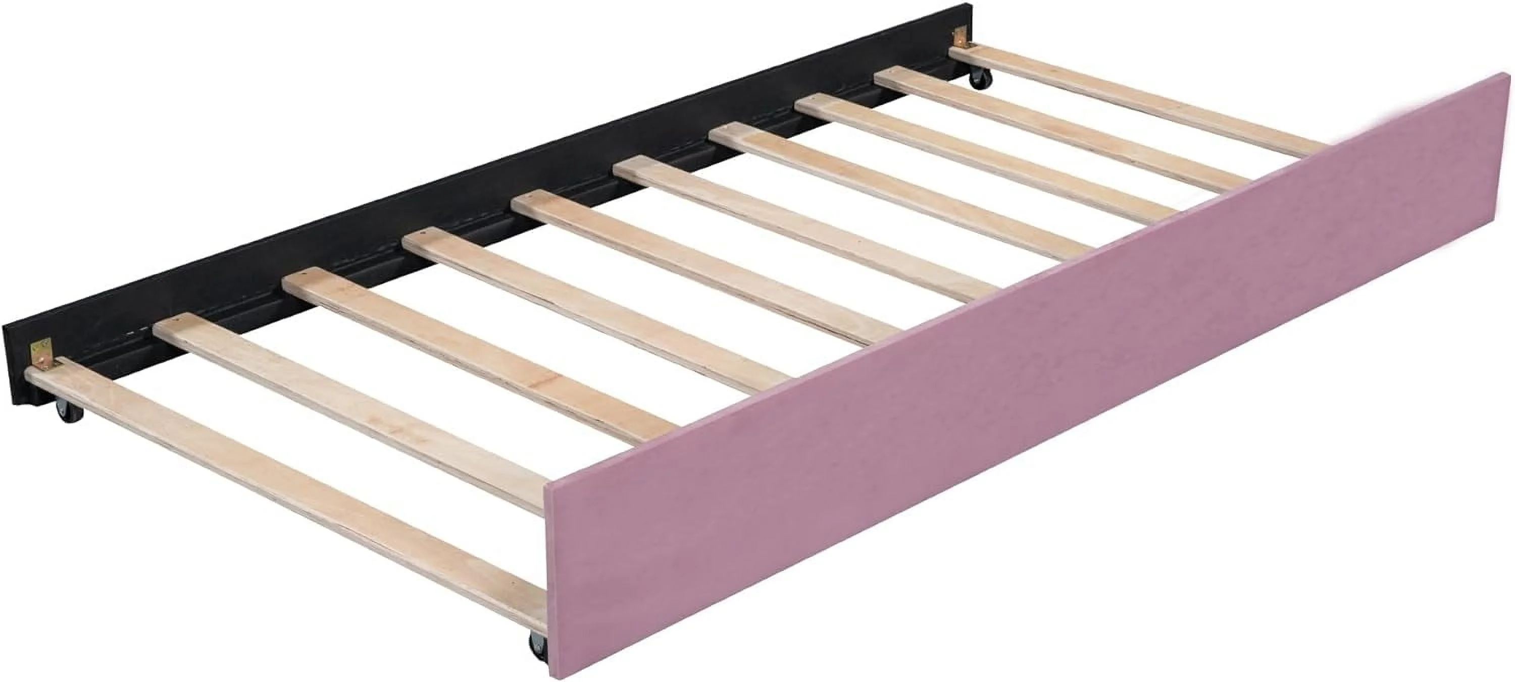 Modern Twin Size Upholstered Daybed with Ergonomic Design Backrest and Trundle, Velvet Sofa Bed Frame with Wood Slat Suppor for Bedroom Living Room Guest Room (Velvet+Trundle)