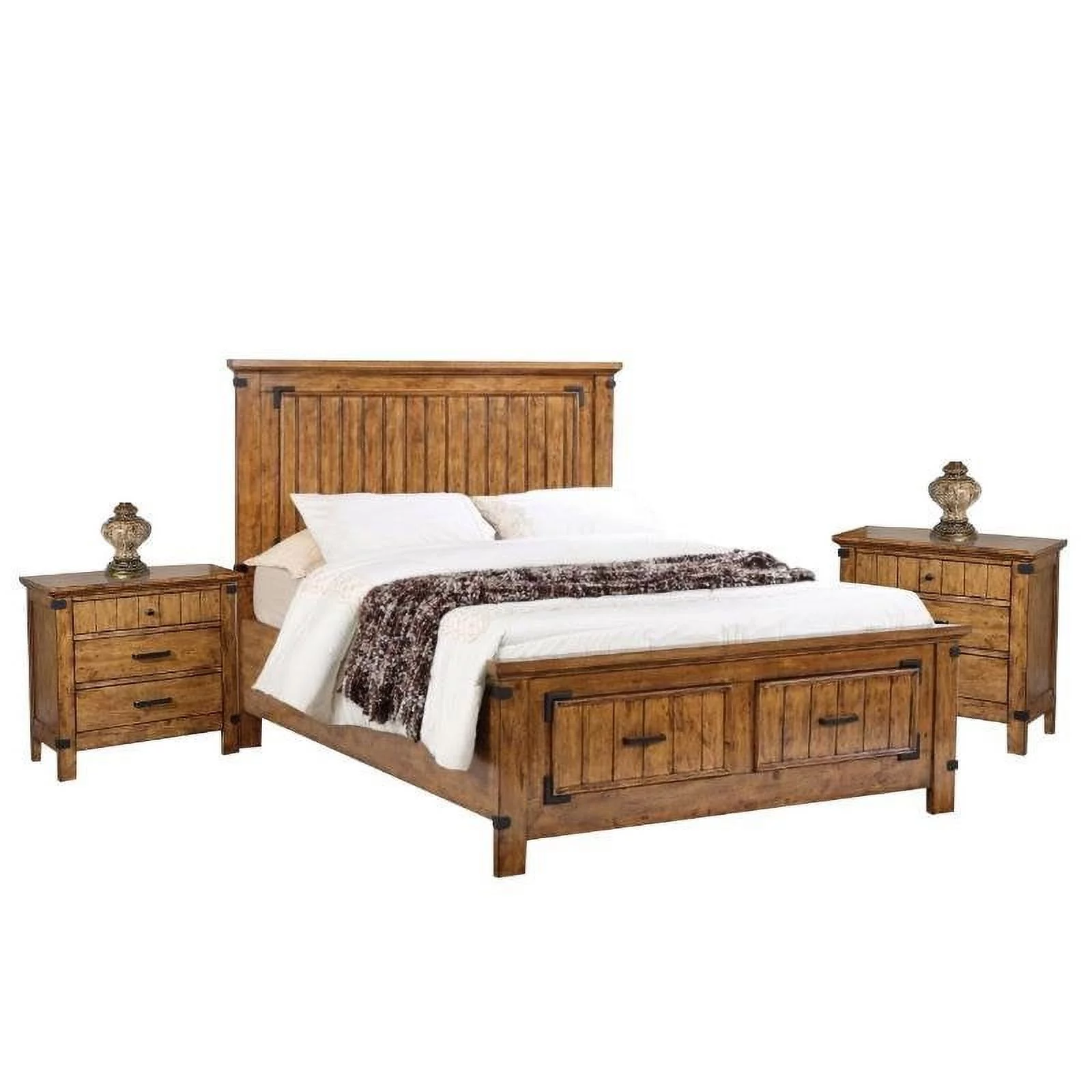 Coaster Bedroom Set with Full Bed and Set of 2 Nightstands in wood