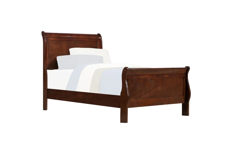 Traditional Bedroom Furniture Classic Louis Philippe Styling Brown Cherry Twin Size Bed