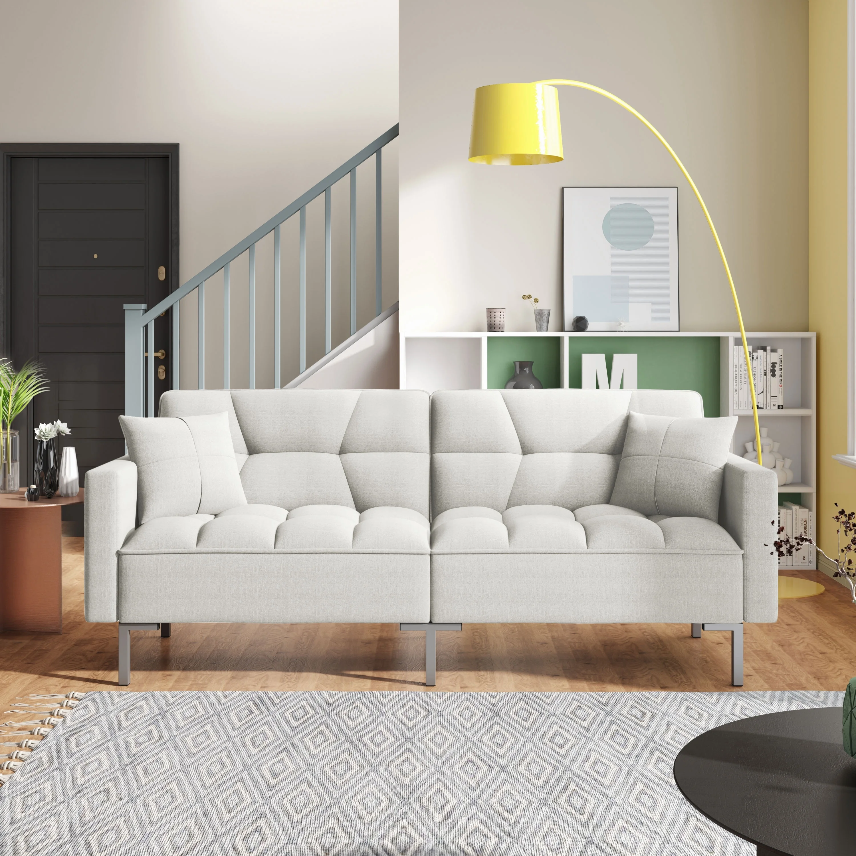 Home Adores, Inc. Brigitta 74.75'' Linen Sofa Bed White