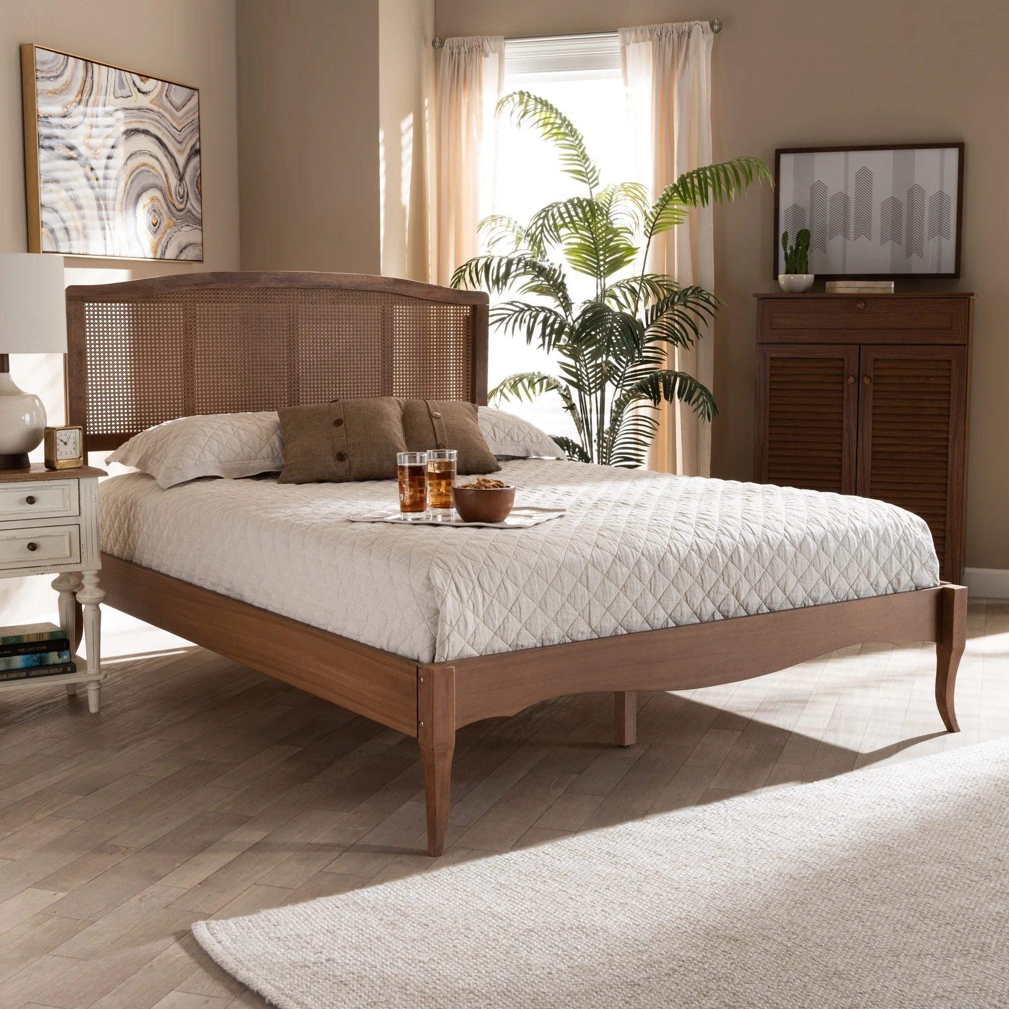 Carson Carrington  Banga Wood and Synthetic Rattan Platform Bed King