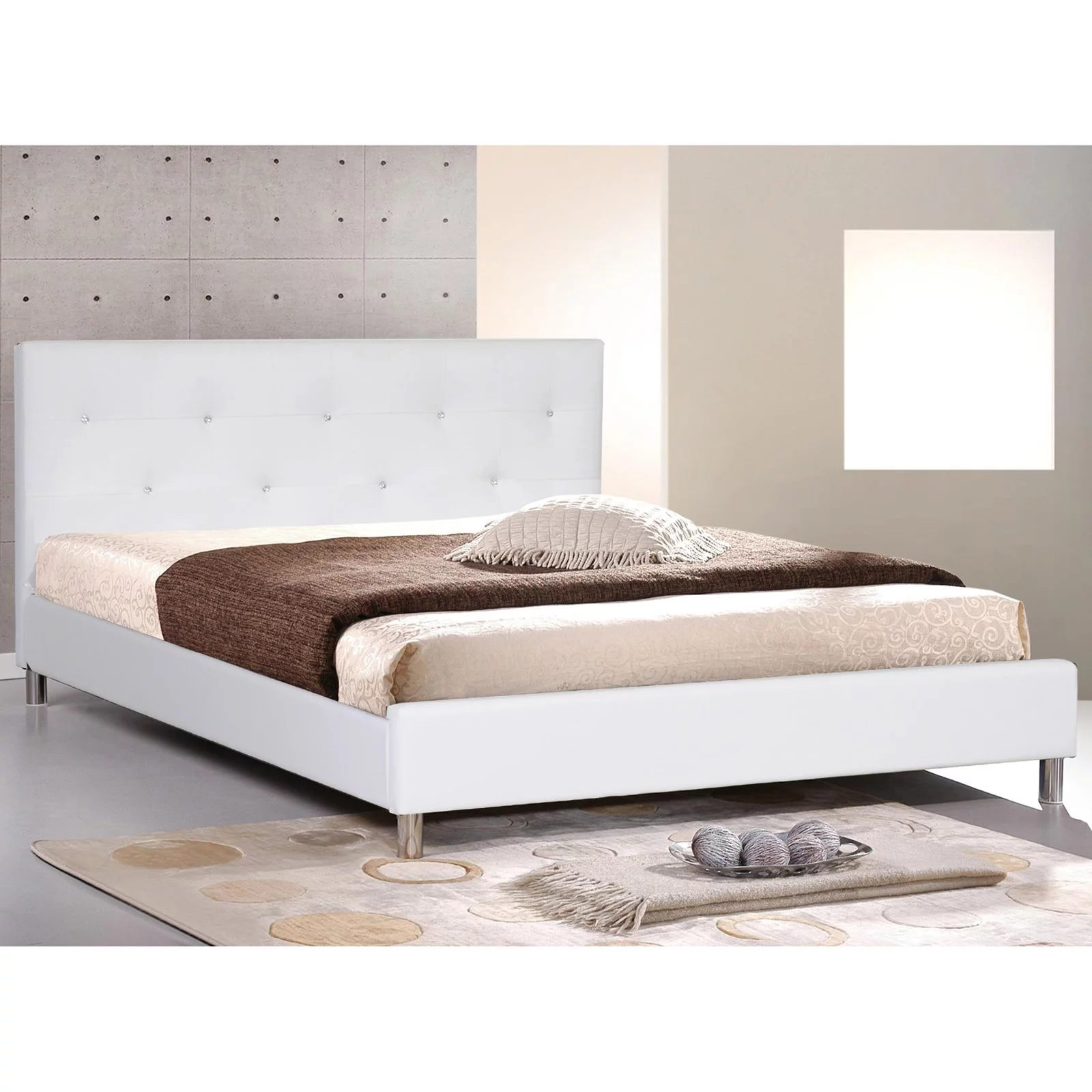 Baxton Studio Barbara Modern Platform Bed with Crystal Button Tufting (Queen Size), Multiple colors