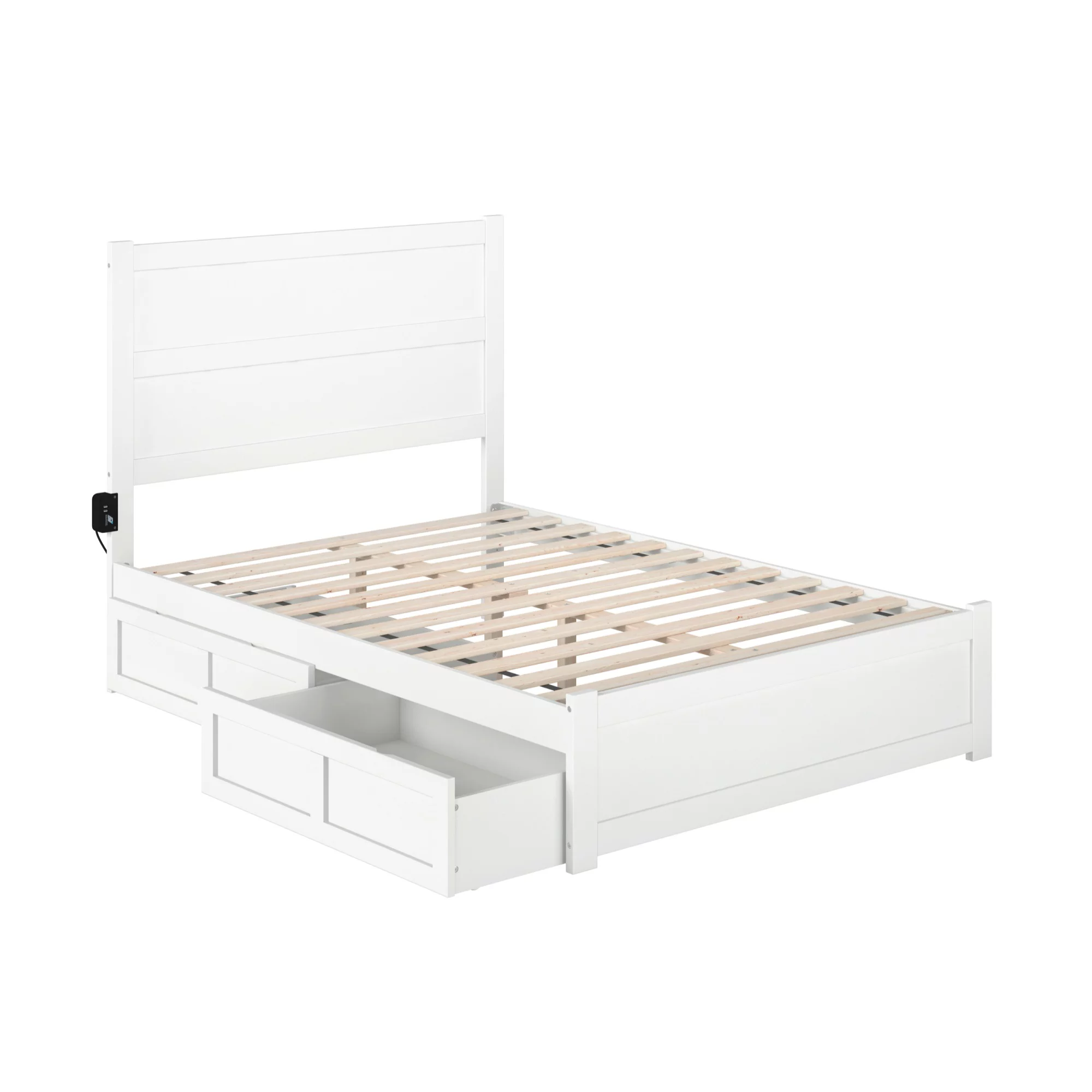 AFI NoHo Wood Full Bed with Footboard and 2 Drawers in White