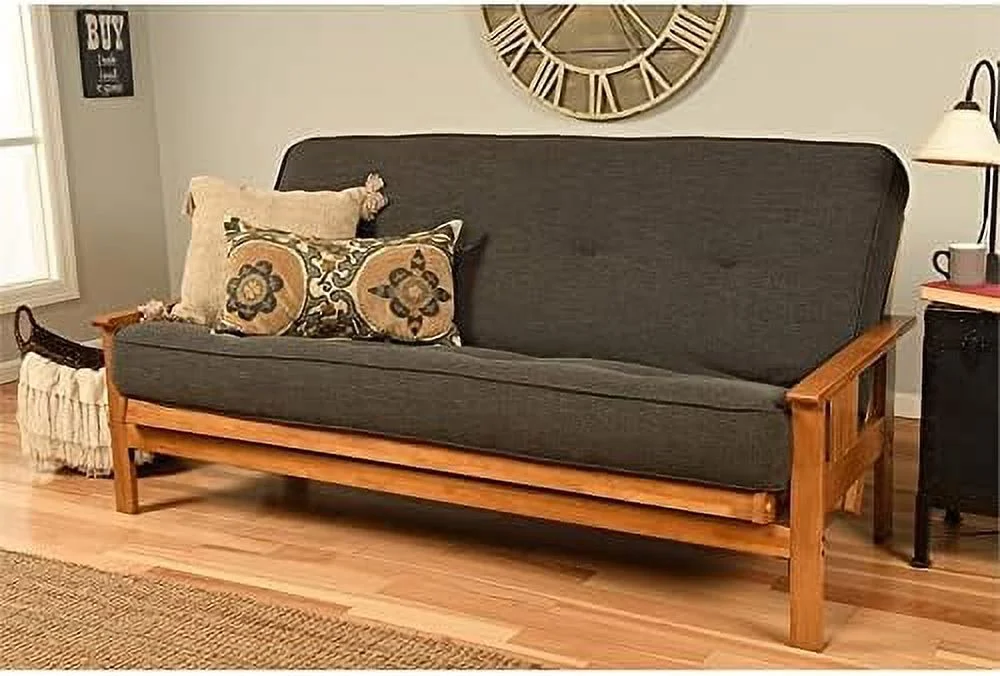 Full Size Spring Futon Mattress Replacement, Linen Sleeper Sofa Bed Mattress, Charcoal Gray