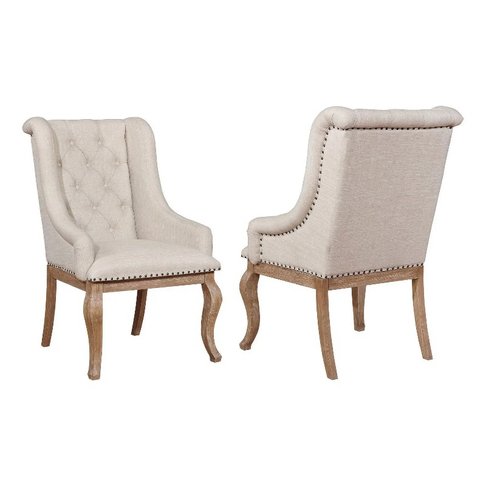 Brockway Tufted Arm Chairs Cream and Barley Brown (Set of 2)