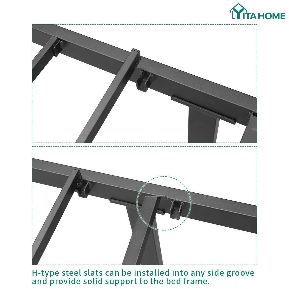 Dextrus King Size Canopy Bed Frame Metal Platform Foundation Bedroom