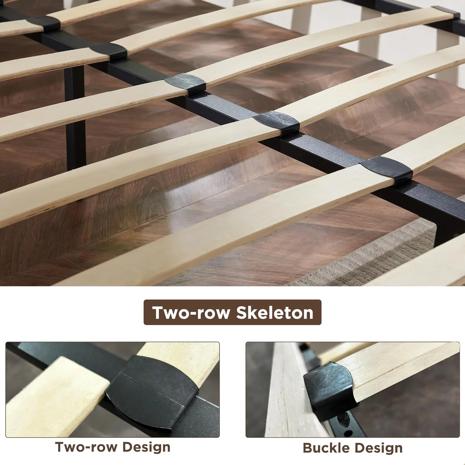 OKD Wood Queen Size Bed Frame with 54