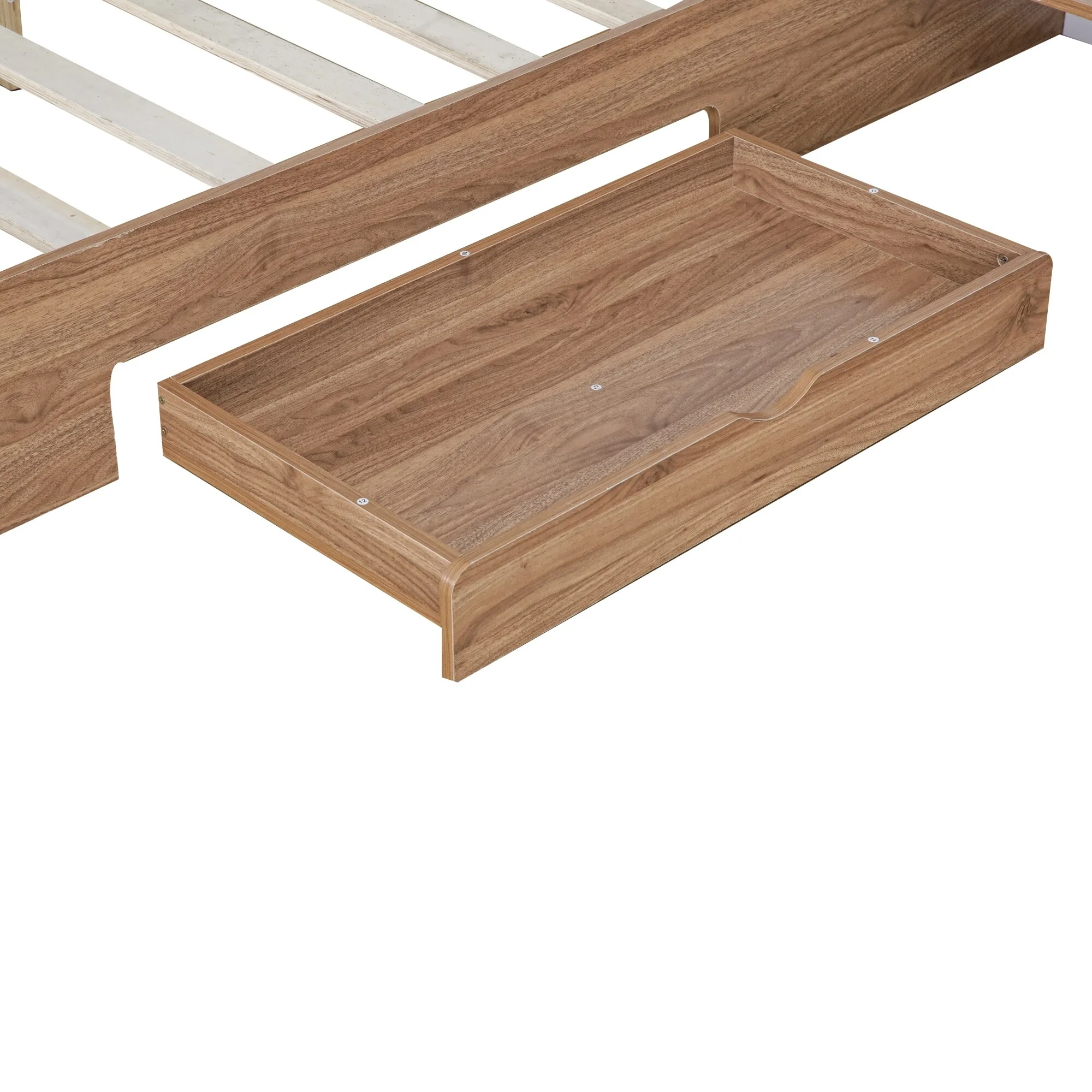 Queen Size Platform Bed with Headboard,Shelves,USB Ports and Sockets Natural-Drawers