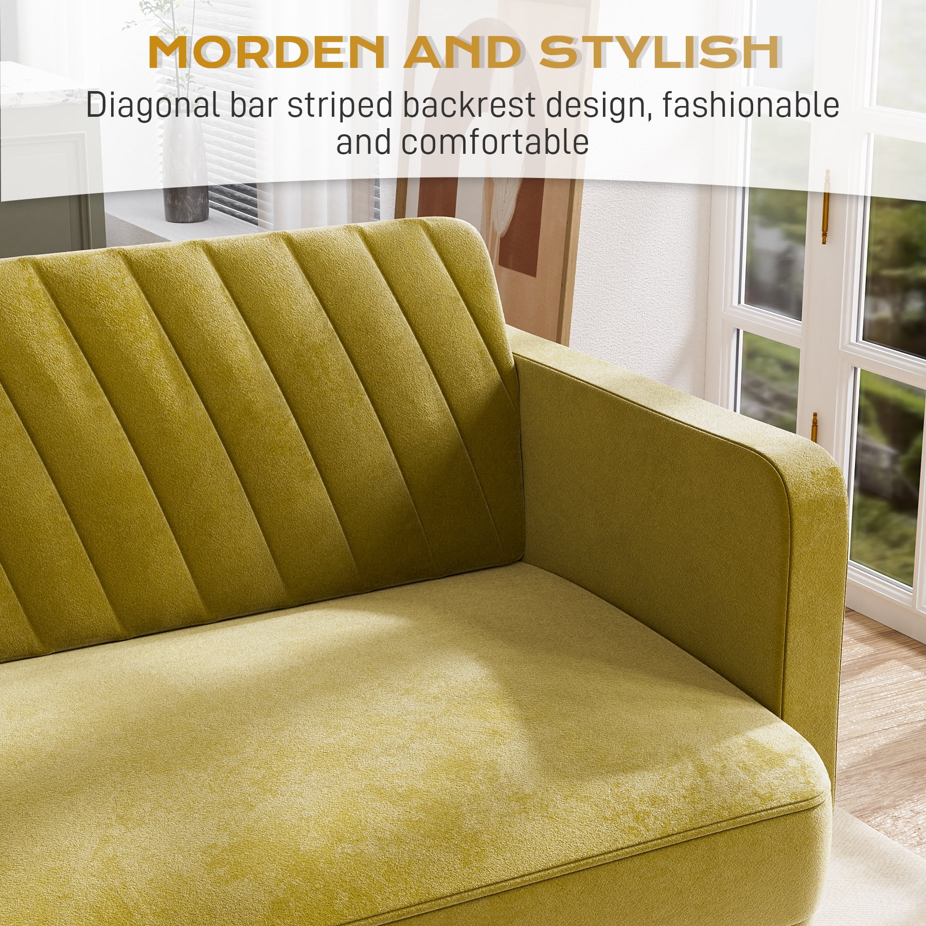 Rophefx Upholstered Tufted Velvet Futon Sofa Bed with 2 Pillows, Modern Convertible Futon Couch with 3 Adjustable Backrest Angles for Apartment,Living Room,Small Space-OliverGreen