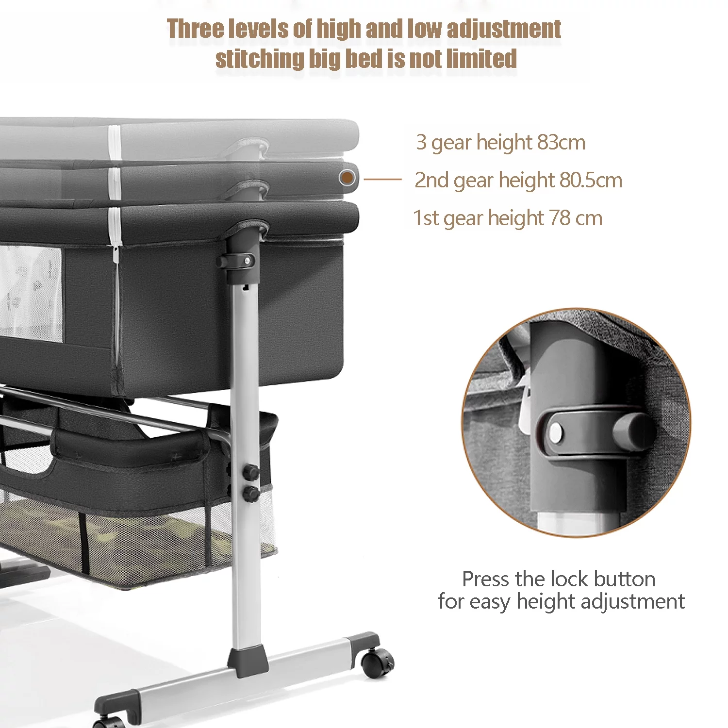 ZFITEI Bedside Sleeper( Gray)