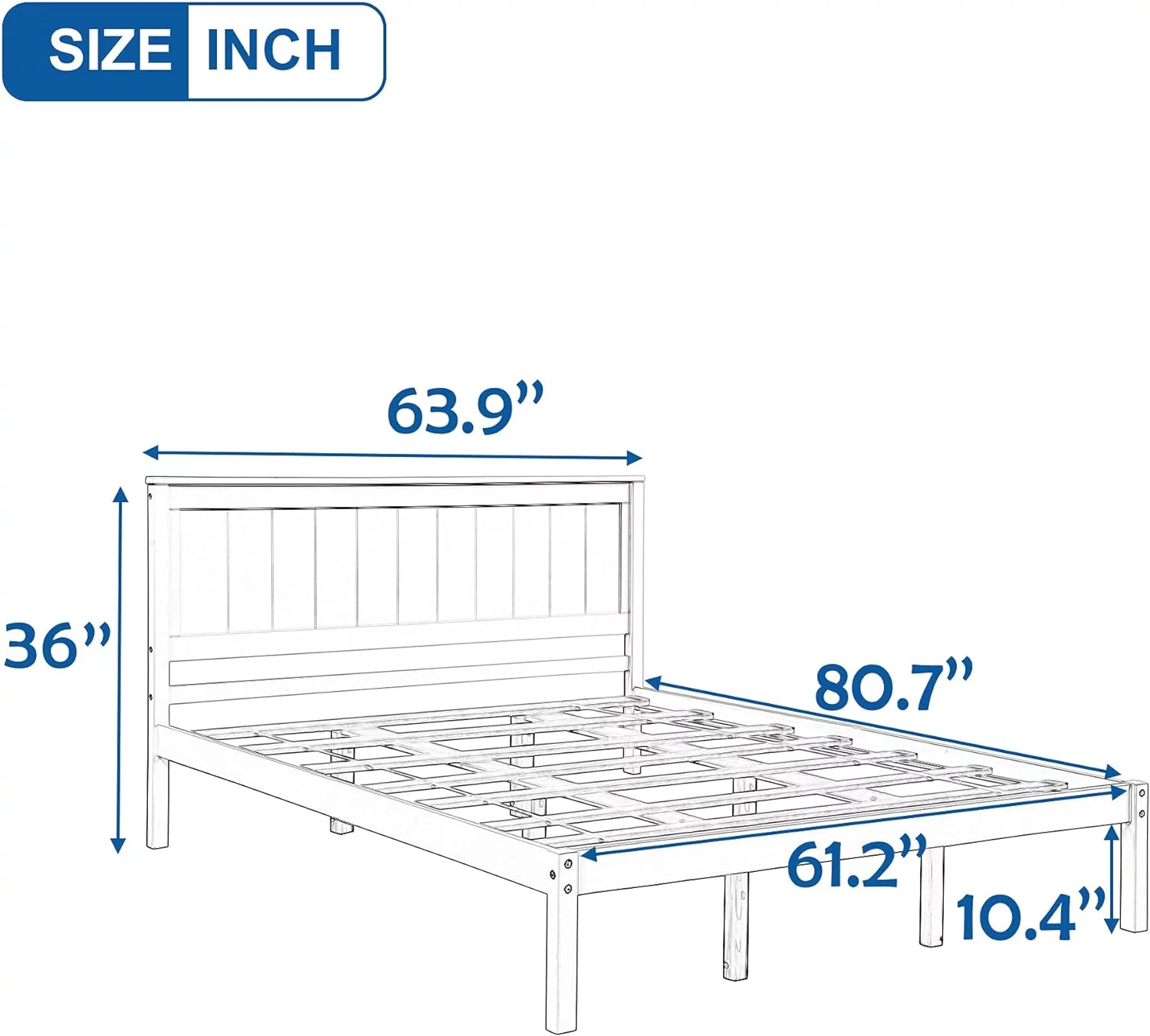 Wood Queen Size Bed Frame With Headboard And Footboard, Queen Size Platform Bed With Wooden Slat Support For Boys, Girls,No Box Spring Needed,White