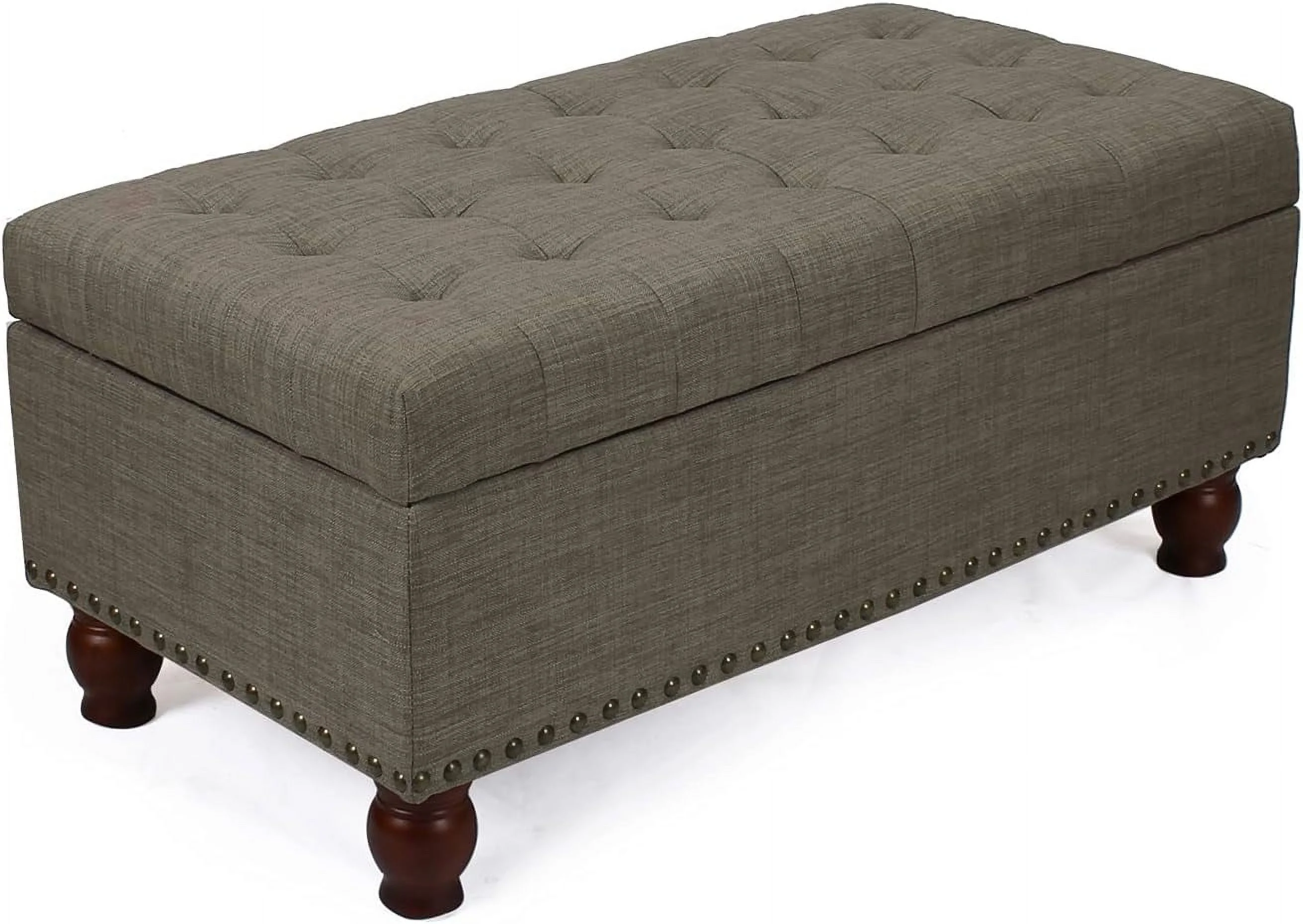 Storage Ottoman Bench, Button Tufted Foot Rest Stool For Living Bed Room (Brown)