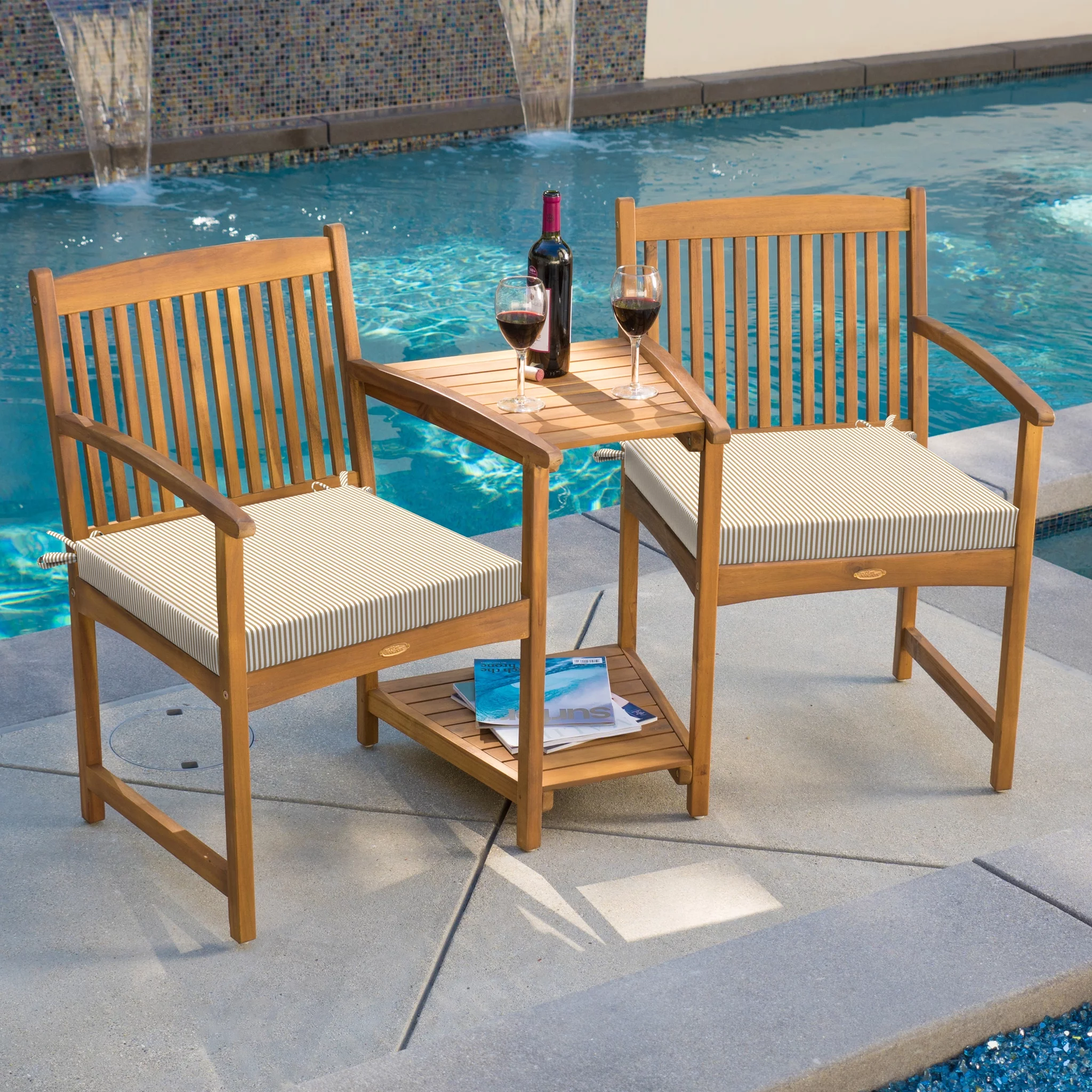 8-Piece Deluxe Outdoor Cushion Cover Set and Chair Pads – Compatible with IKEA Duvholmen, Beige Stripe