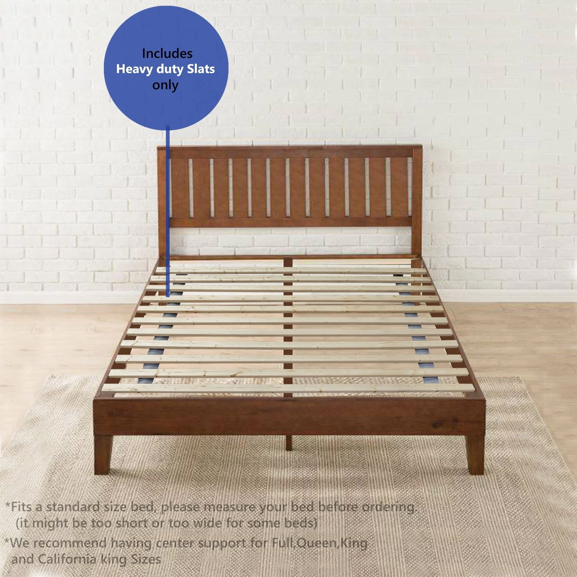 Spring Coil 1.5-inch Heavy Duty Mattress Support Wooden Bunkie Board / Slats