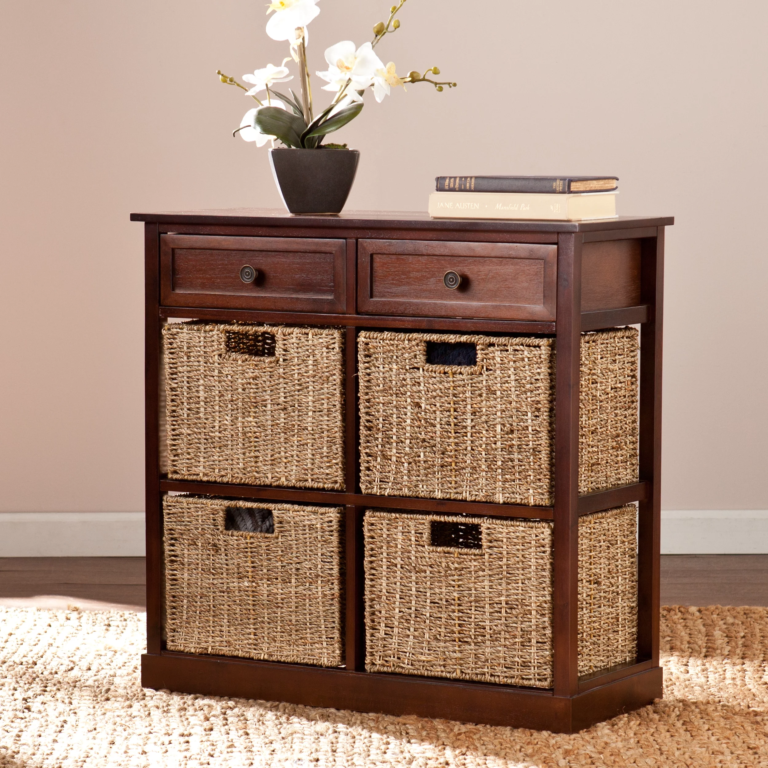 Southern Enterprises Karla 6-Drawer Basket Chest, Mahogany