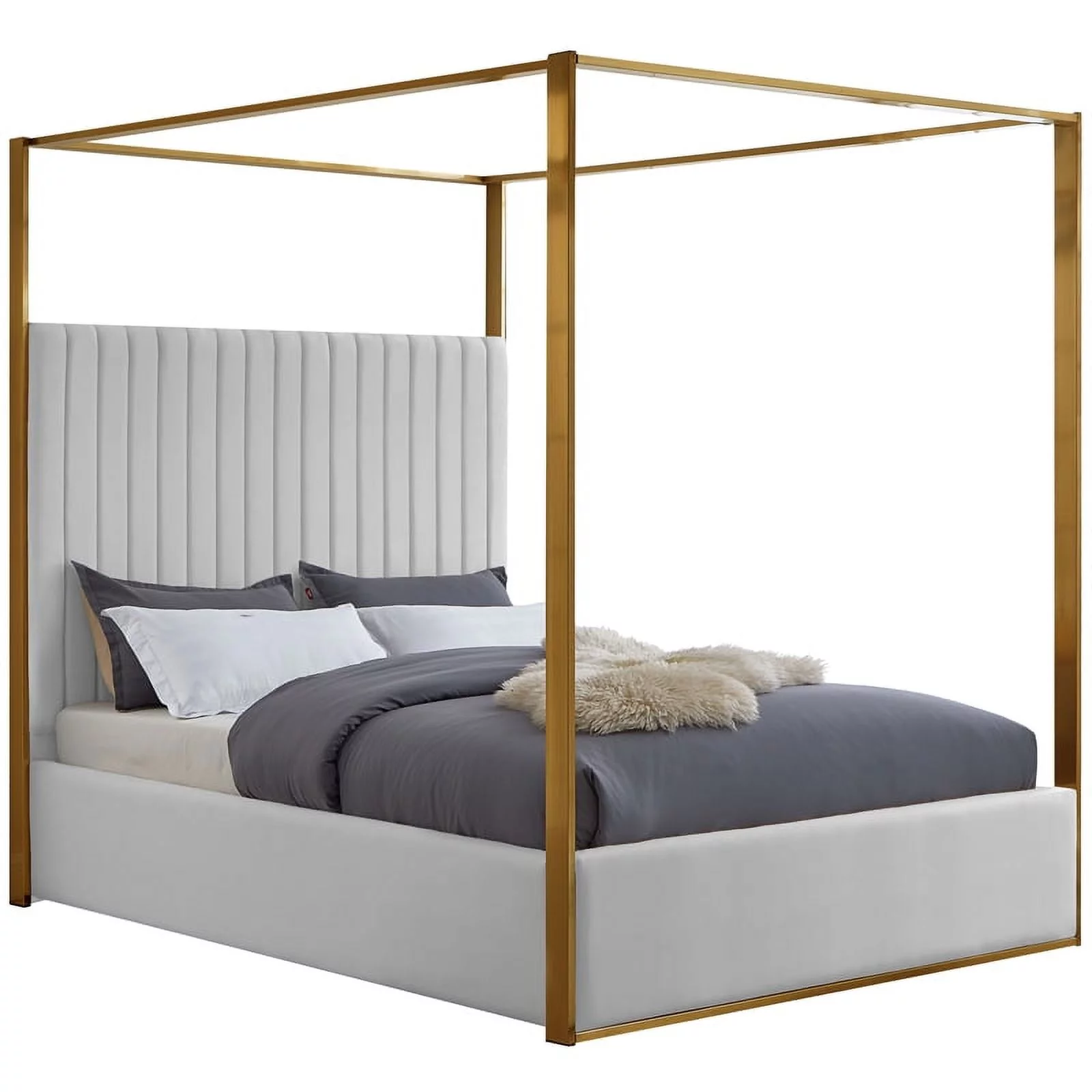Meridian Furniture Jones White Vegan Leather Queen Bed