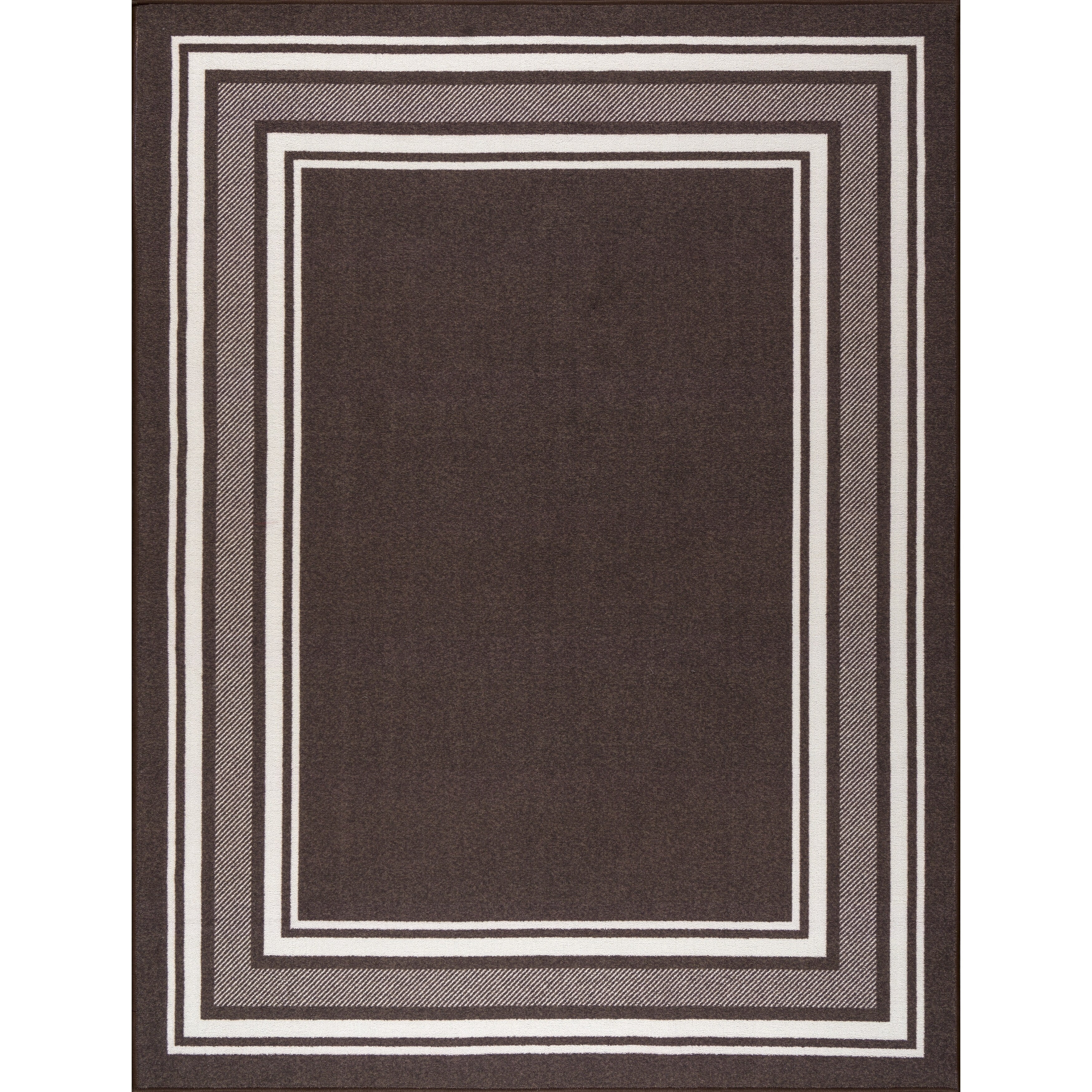 Beverly Rug  Carmel Non Slip Border Indoor Area Rug Brown 5x7 5' x 8'