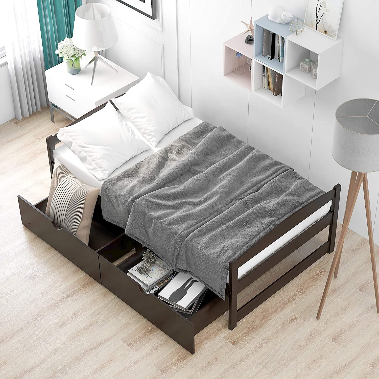 Size Daybed With 2 Storage Drawers, Wooden Daybed Frame, Dual-Use Daybed Sofa Kids Bed For Living Room ,Guest Room ,Children Room, No Box Spring Needed, ( ,Espresso)