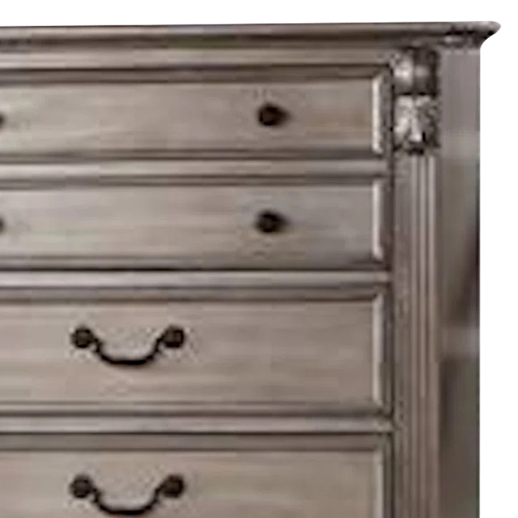 Benjara Aza 51 Inch Classic 6 Drawer Tall Dresser Chest, Metal Drop Handles, Gold