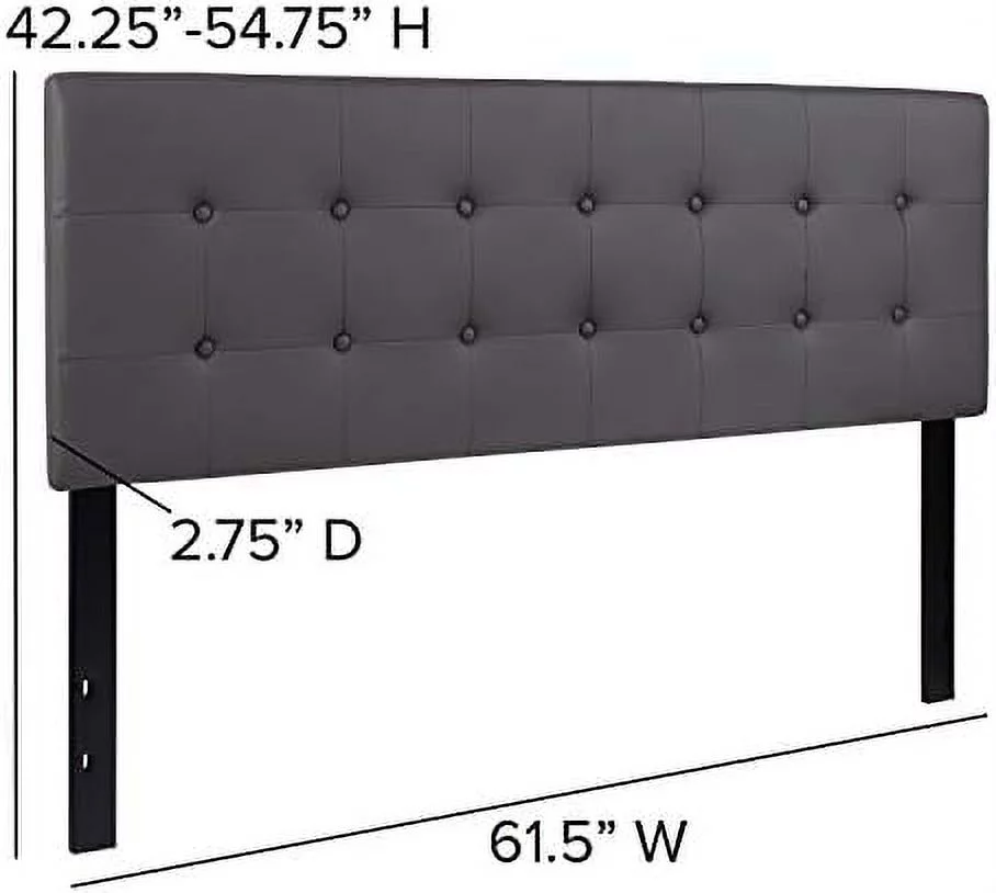 HBBOOMLIFE Button Tufted Upholstered Full Size Headboard in Black Vinyl