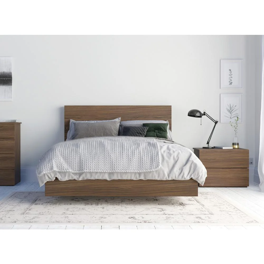 Nexera Graham 3 Piece Full Size Bedroom Set, Walnut
