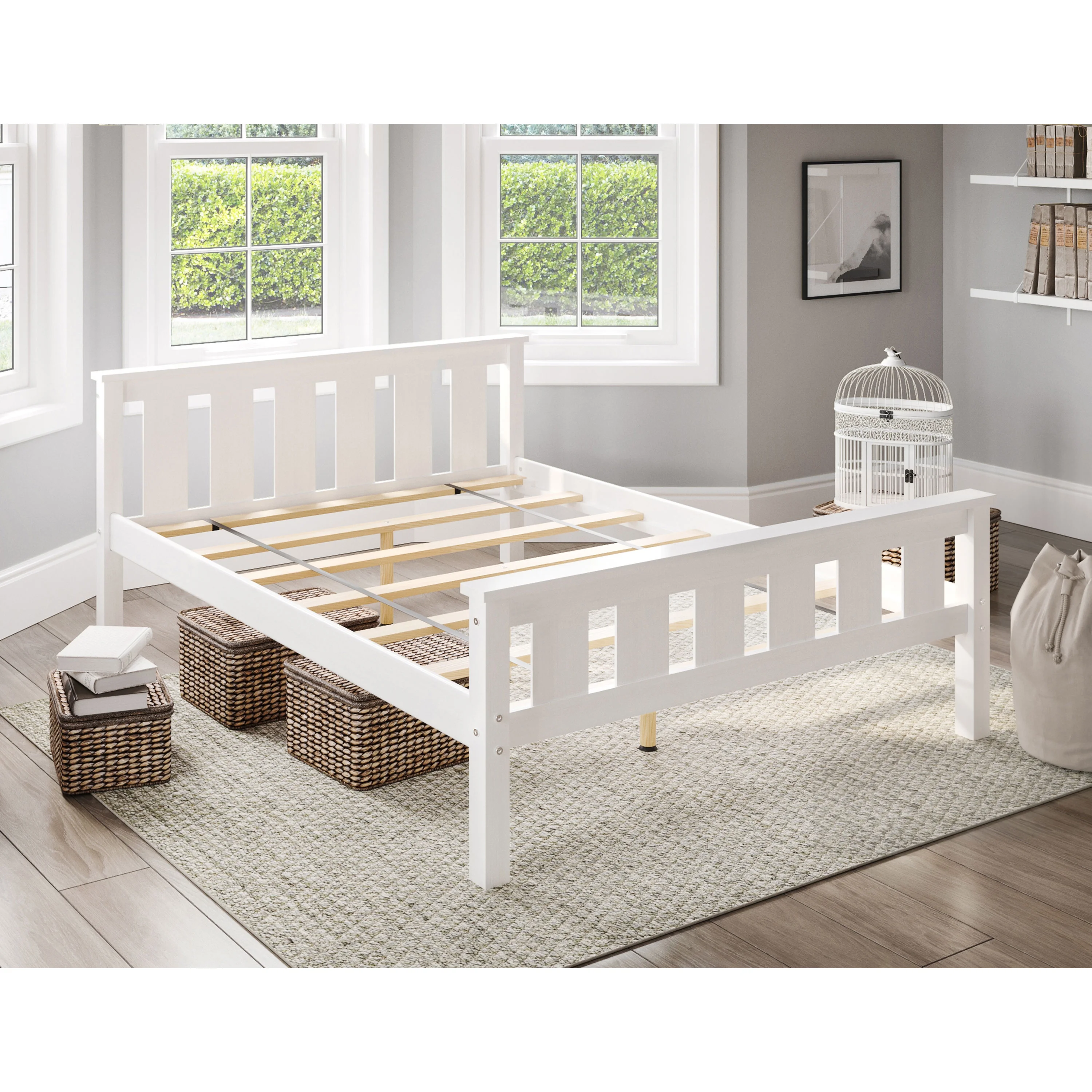 Better Homes & Gardens Kane Wooden Platform Bed, Full Size, White