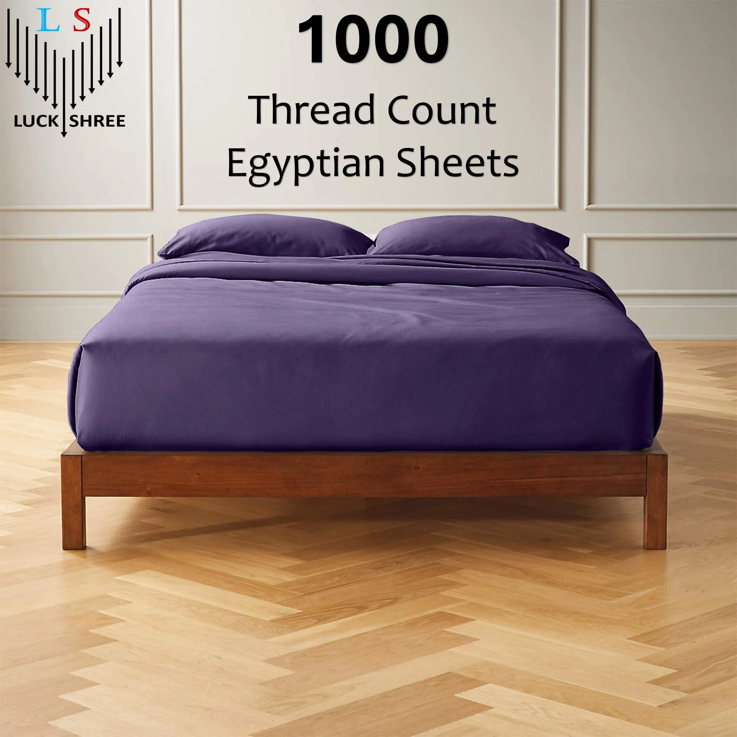 1000-Thread Count 100% Egyptian Cotton Split Head King Sheet Set, Long Staple Cotton, 1000-TC Pure Cotton, 15