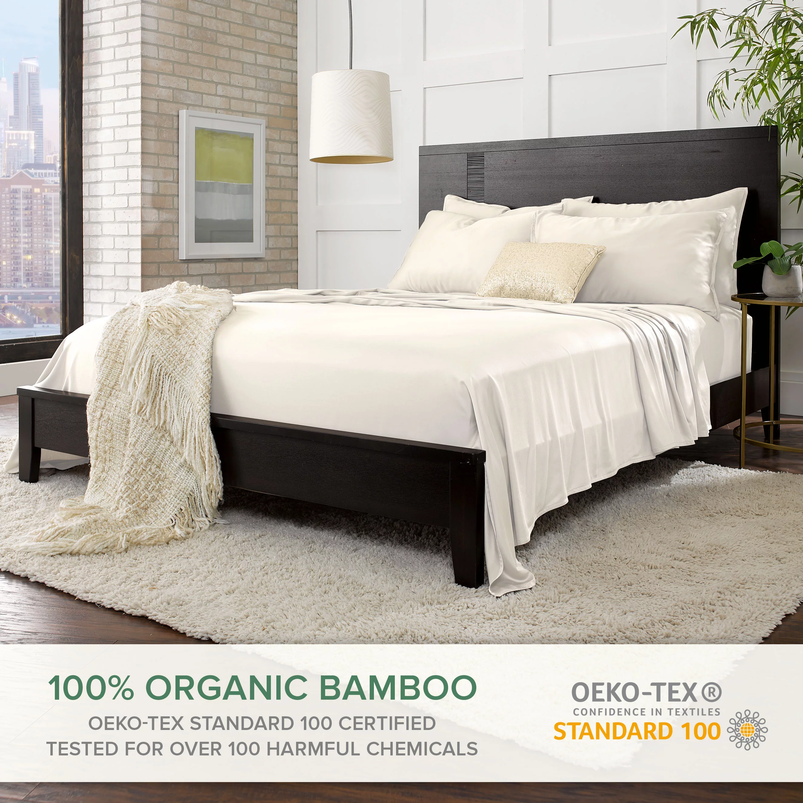 PURE BAMBOO Sheets King Size Bed Sheets 4 Piece Set, Genuine 100% Organic Bamboo, Luxuriously Soft & Cooling, Double Stitching, 16 Inch Deep Pockets, Lifetime Quality Promise (King, Ivory)