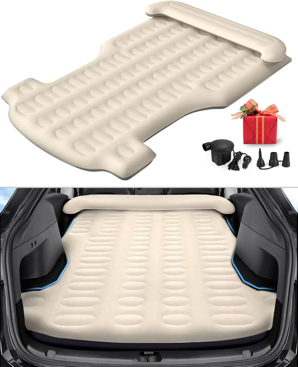 Air Mattress,Inflatable Camping Bed for Accessories 2023 2022 2021 2020 with Air Pump and Headrest Sleeping Pad,Portable Flocking Surface Mattress Gifts