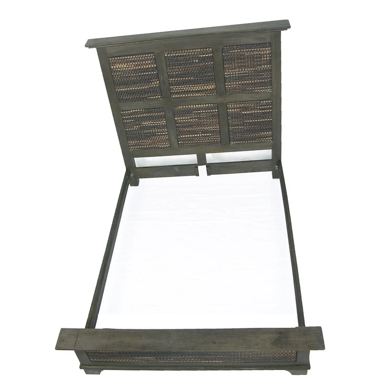 Woven Wicker / Rattan Solid Wood California King Size Bed in Espresso