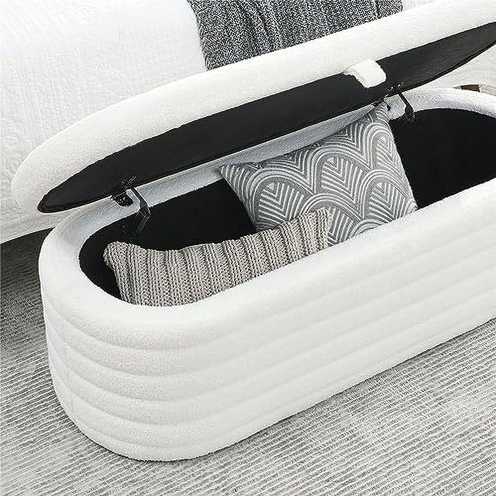 HOOMHIBIU Ottoman Bench Footrest Sofa for Living Room Teddy Footstool Suitable for The End of The Bed in The Corridor Bedroom Living Room(Light Beige)